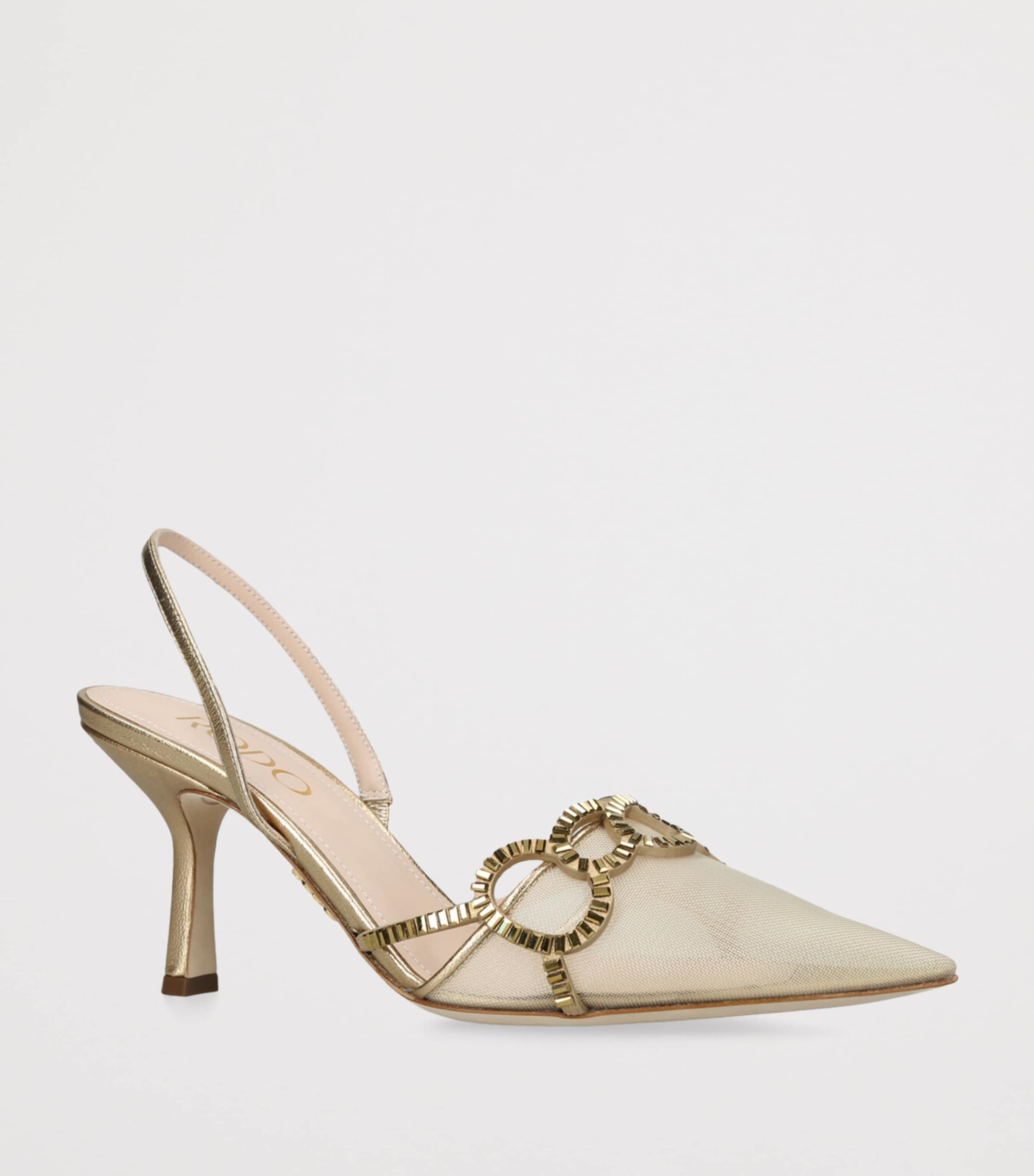 Rodo Metallic Leather Rosie Slingback Pumps 80 Gold Comb Image 3