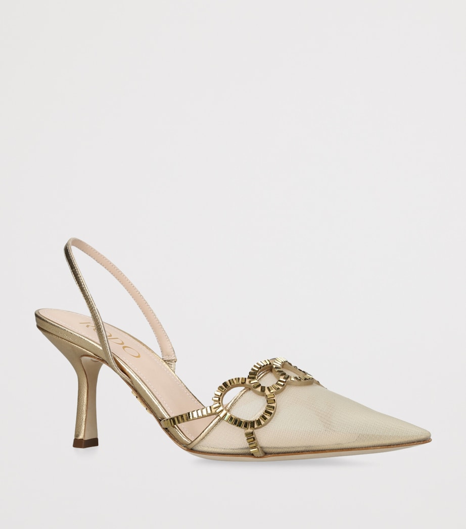 Rodo Metallic Leather Rosie Slingback Pumps 80 Gold Comb Image 3