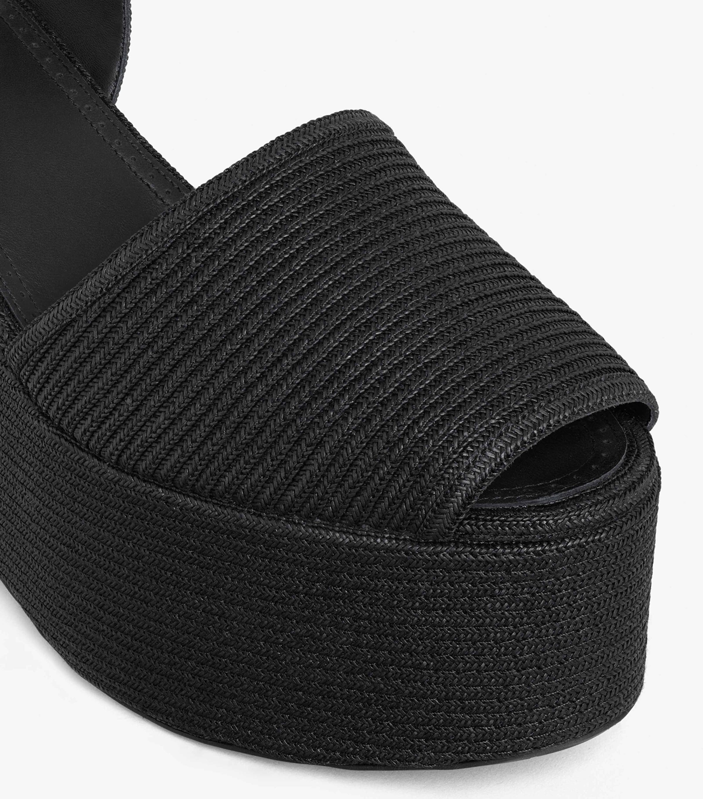 Straw Wedge Sandals 110 NOIR Image 4