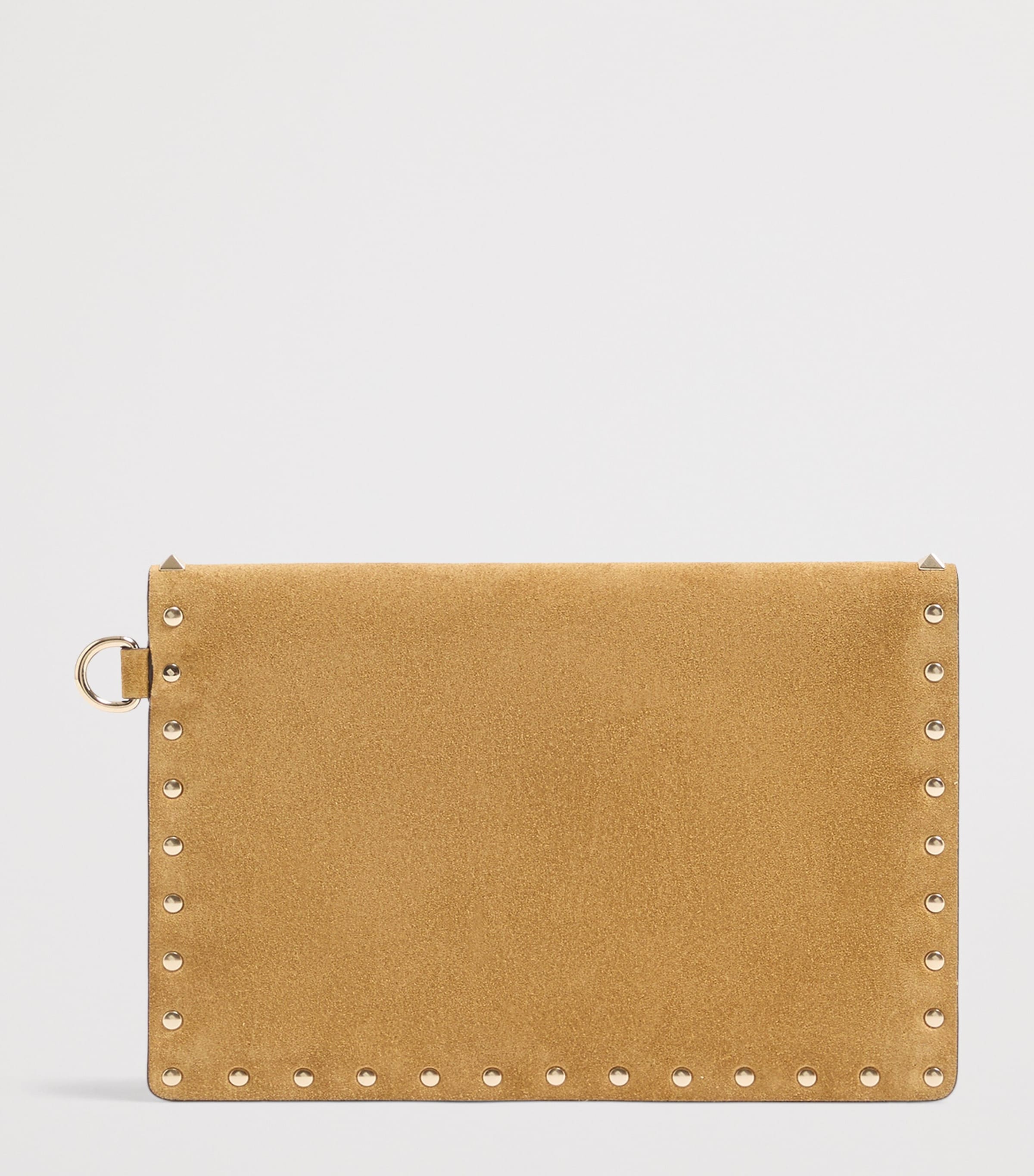 Valentino Garavani Suede Rockstud Clutch Bag Rdx Image 5