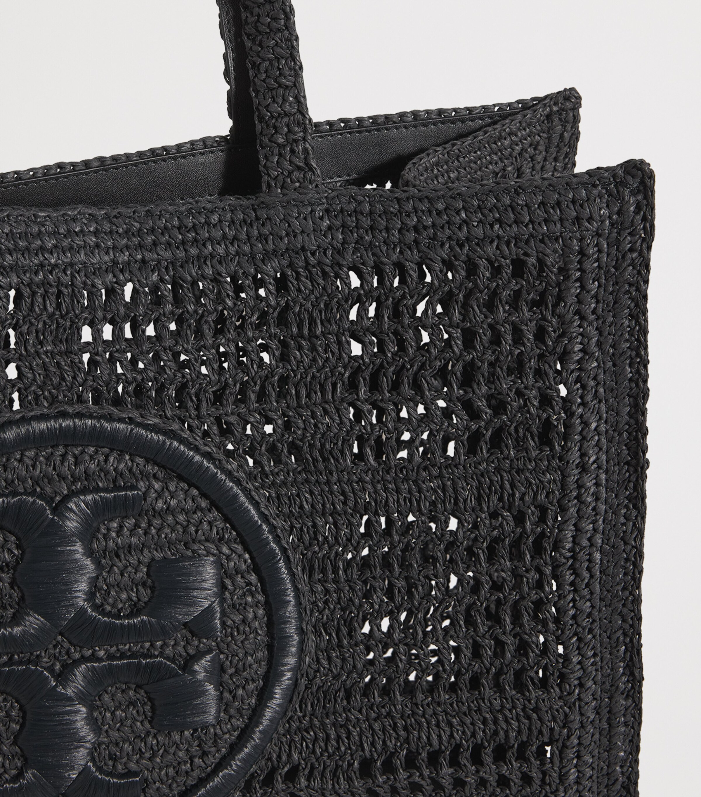 トートバッグ Tory Burch Black Raffia Large Ella Shopping Bag Tory Burch Ella Large crochet raffia tote bag Tory Burch