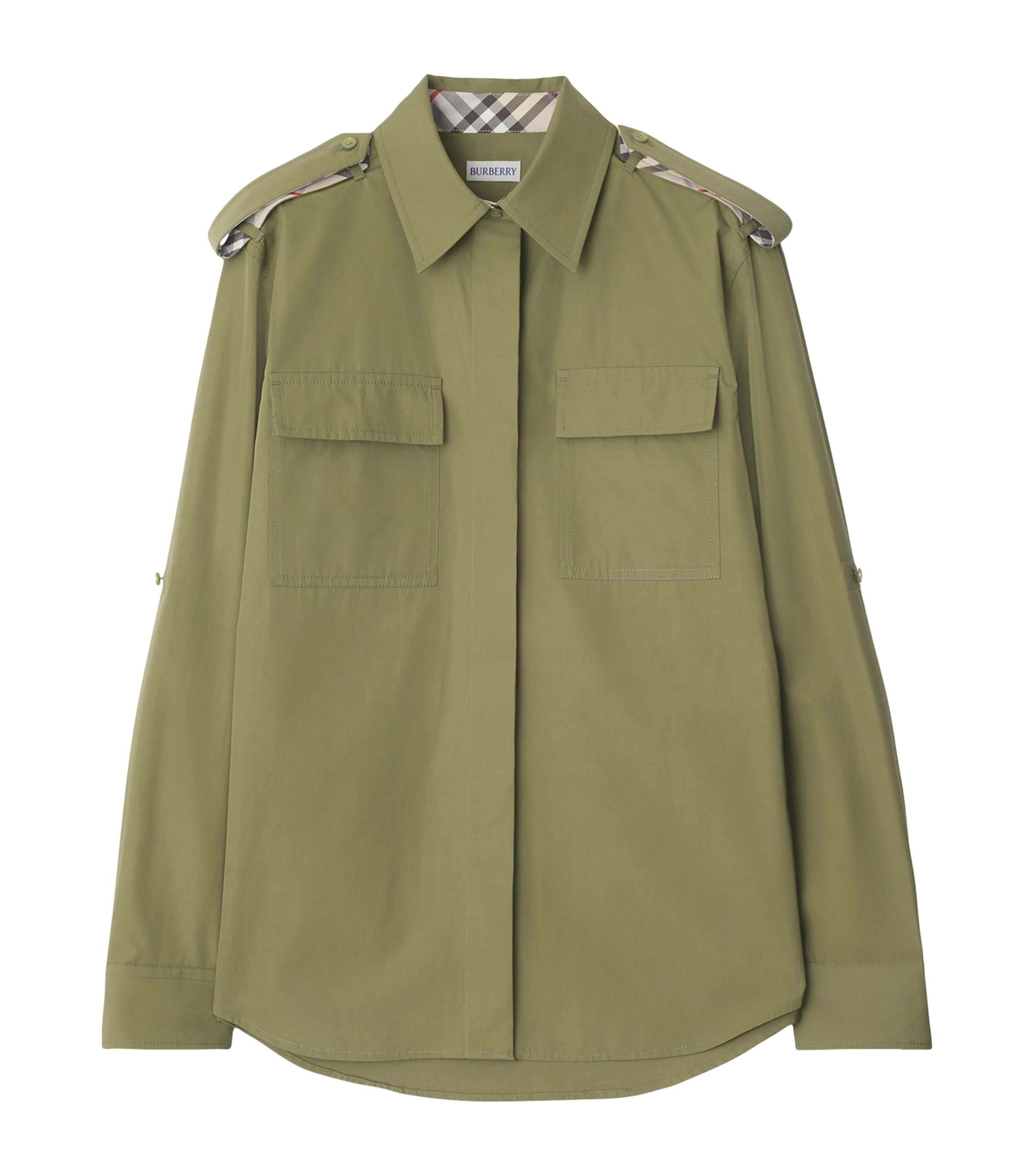 Burberry Cotton Check-trim Shirt In Green