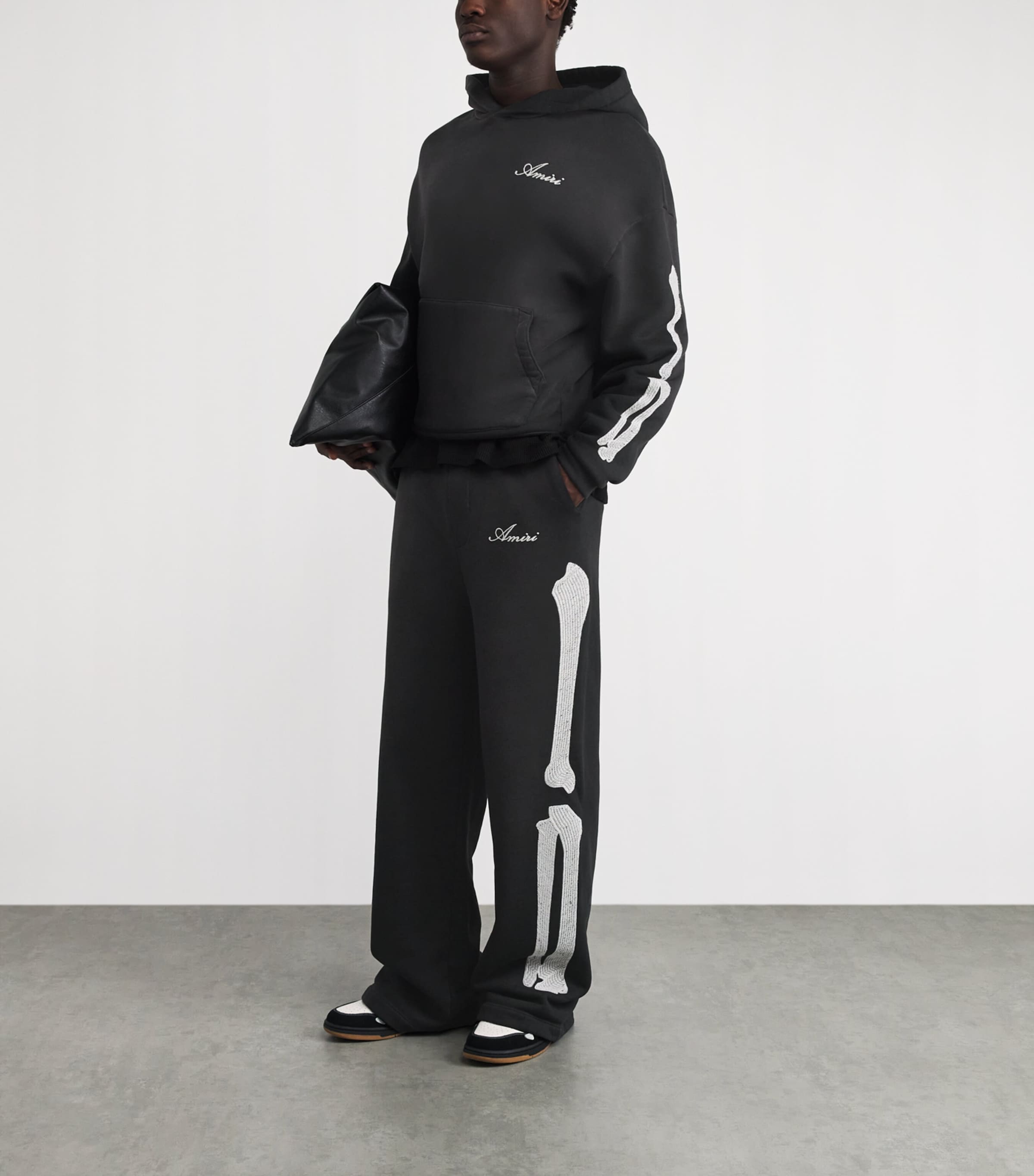 AMIRI Mens Cotton Bones Oversized Sweatpants Black Image 2