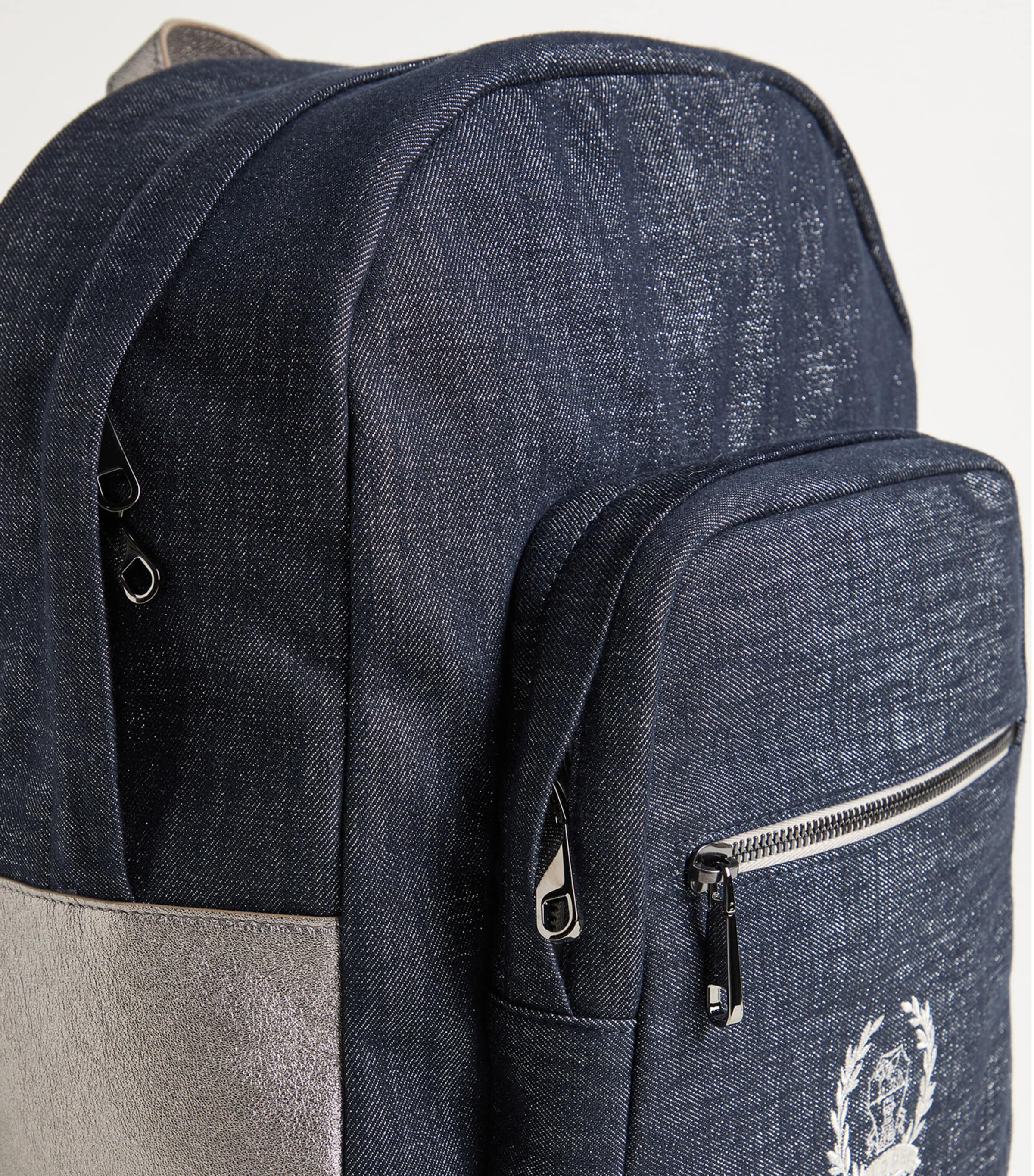 Sparkly Denim Embroidered Backpack C001 Image 4