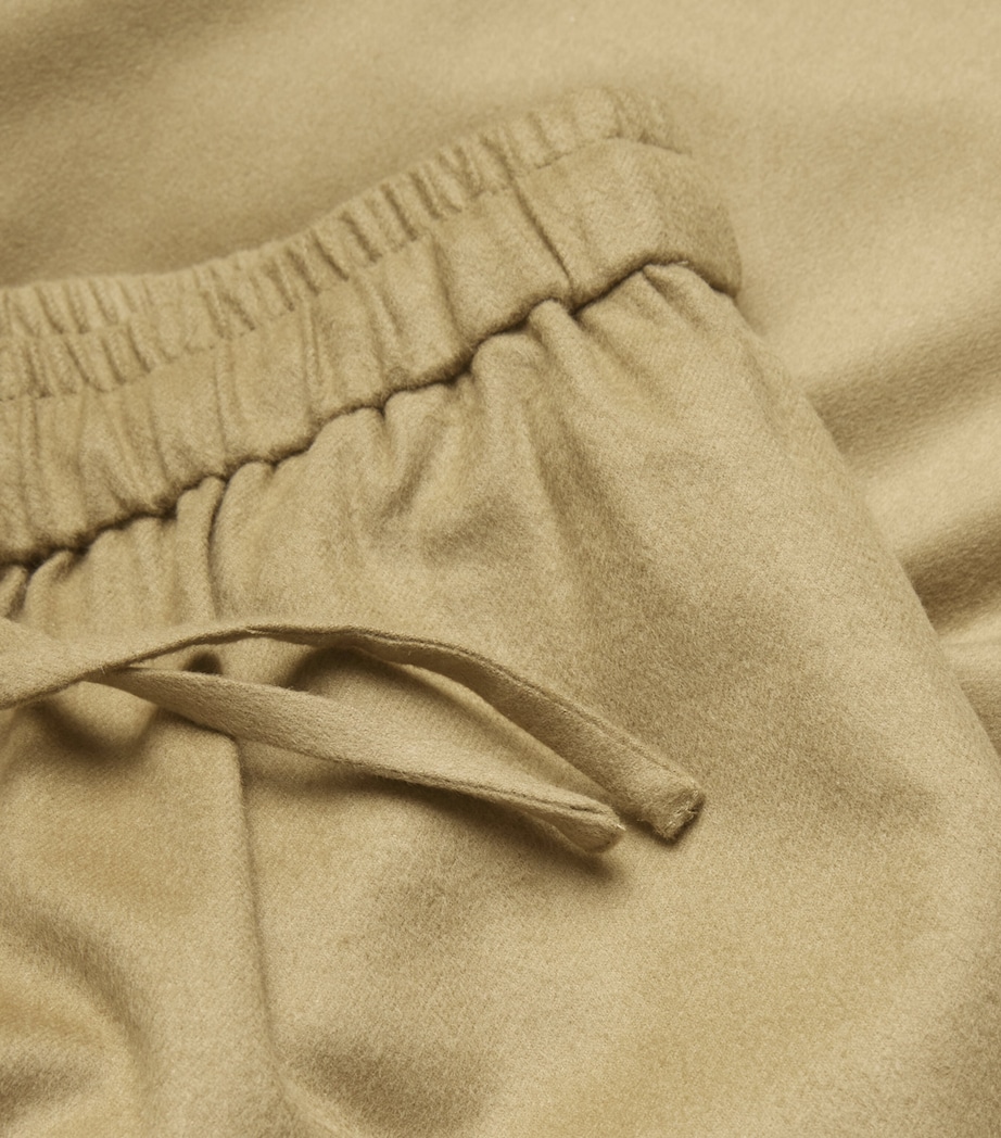 Soft Goat Womens Wool-Silk-Cashmere Wide-Leg Trousers Khaki Image 5