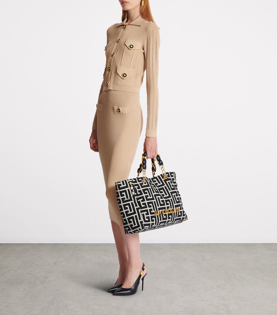 Cropped Rib-Knit Cardigan 0DC NUDE Image 5