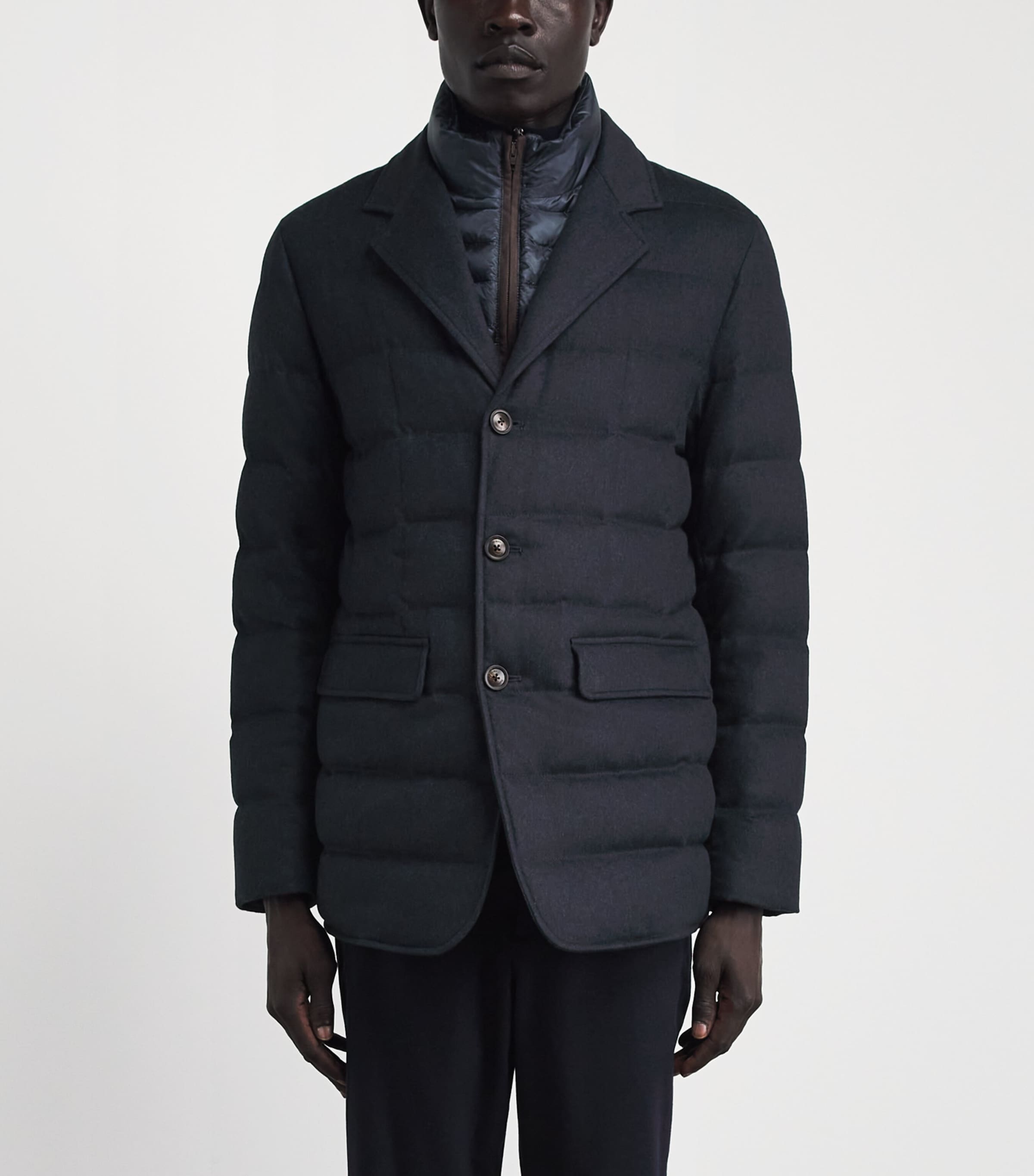 Herno Navy Silk-Cashmere Quilted Hybrid Jacket | Harrods US