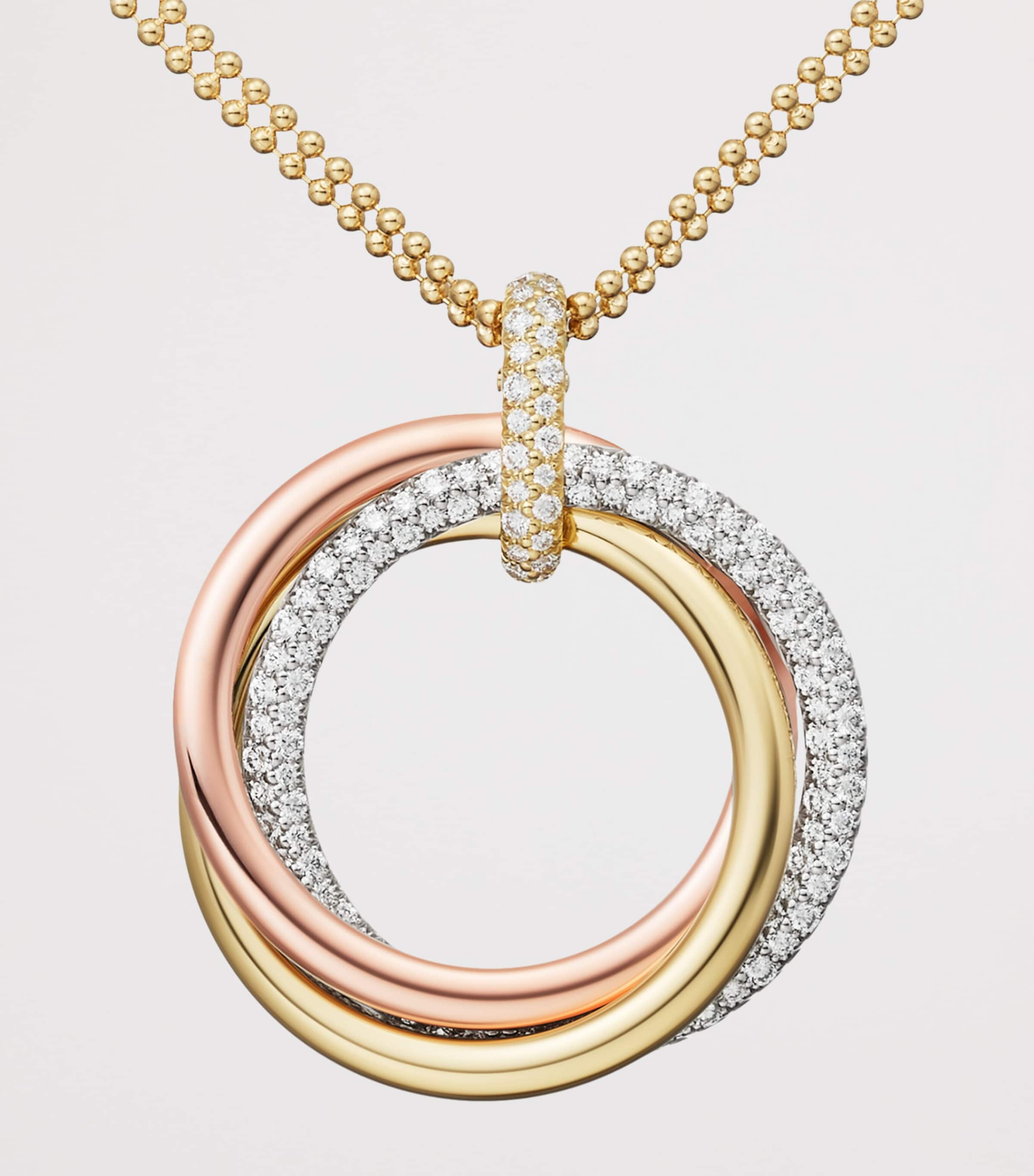 Cartier Large White, Rose, Yellow Gold and Diamond Trinity Necklace Mixed Gold Image 4