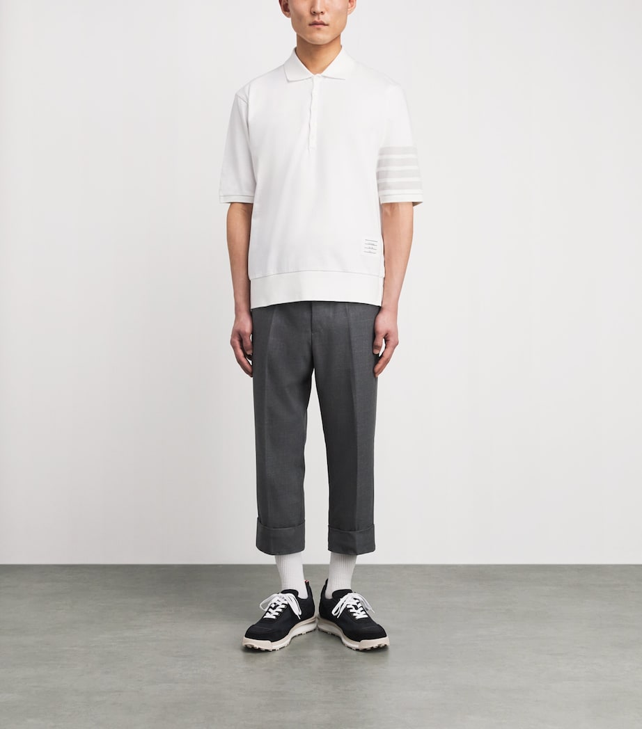 Thom Browne Mens Cotton 4-Bar Polo Shirt White Image 2
