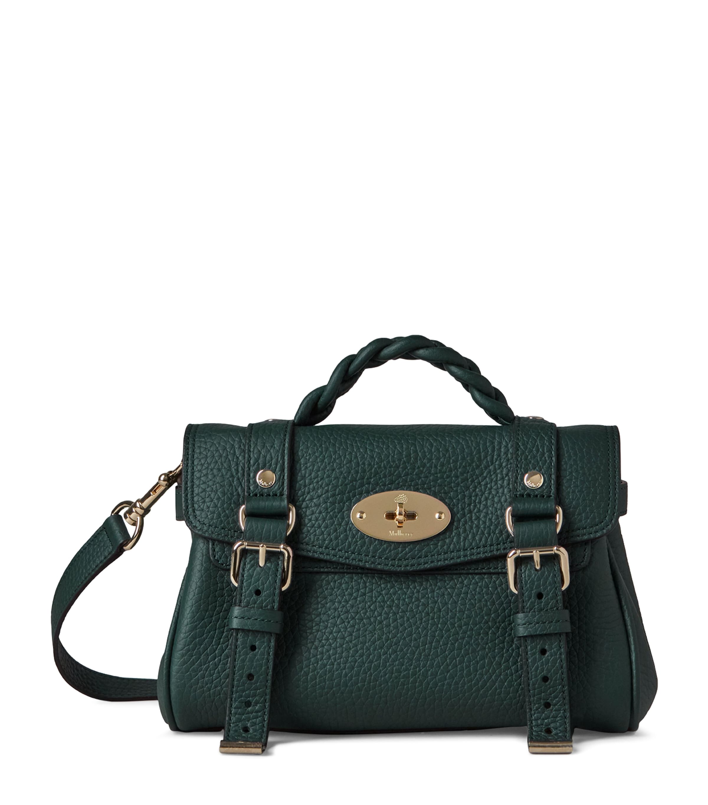 Shop Mulberry Mini Leather Alexa Cross-body Bag In Green