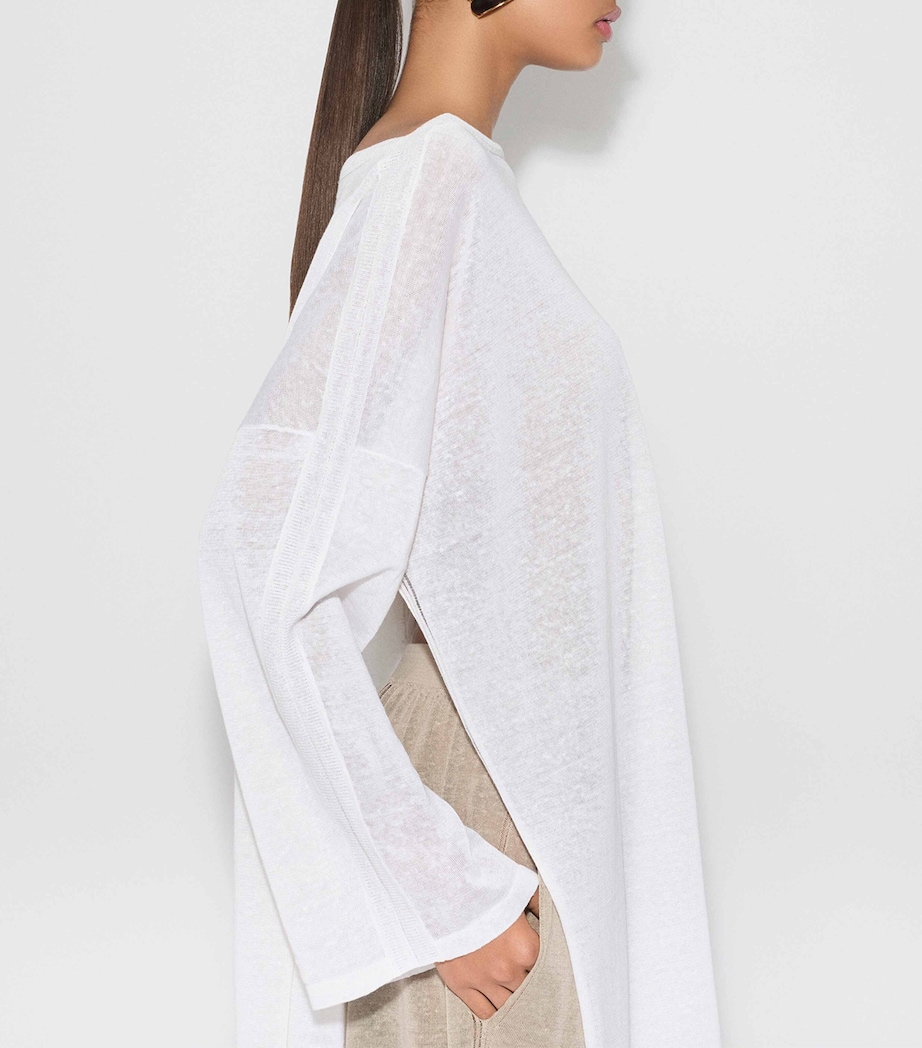 Linen-Silk Kaftan Dress BLANC Image 5