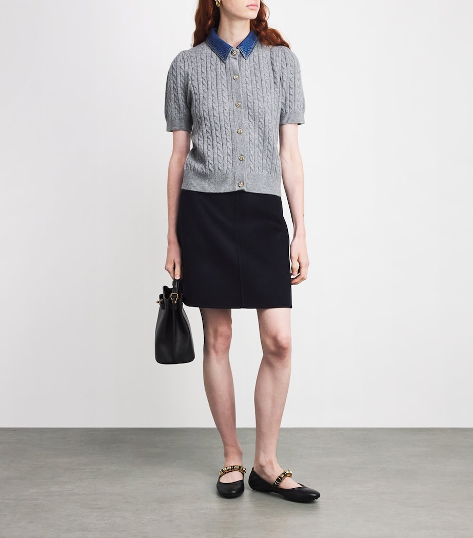 Wool-Cashmere Denim-Collar Cardigan GREY Image 2