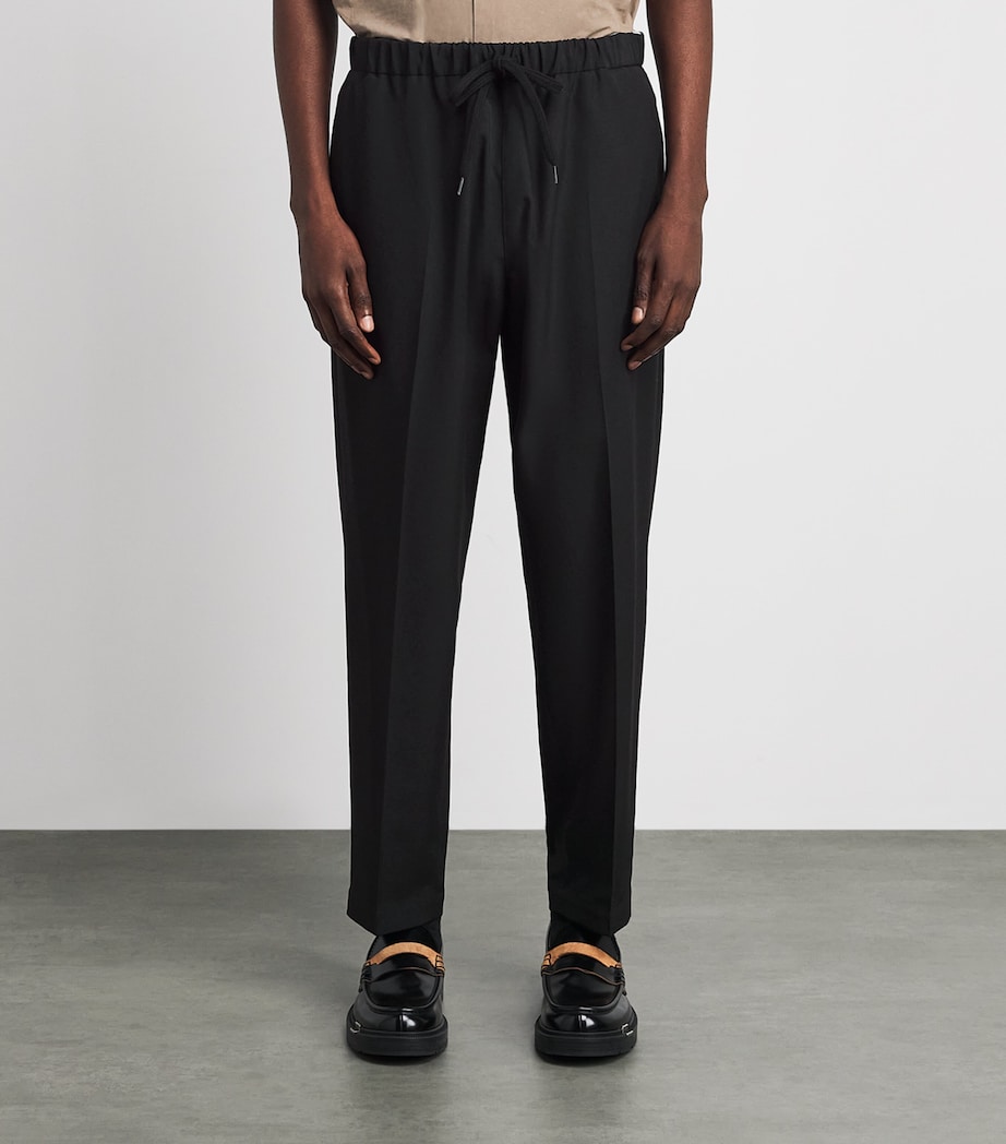 MM6 Maison Margiela Mens Cotton Pleated Drawstring Trousers Black Image 4