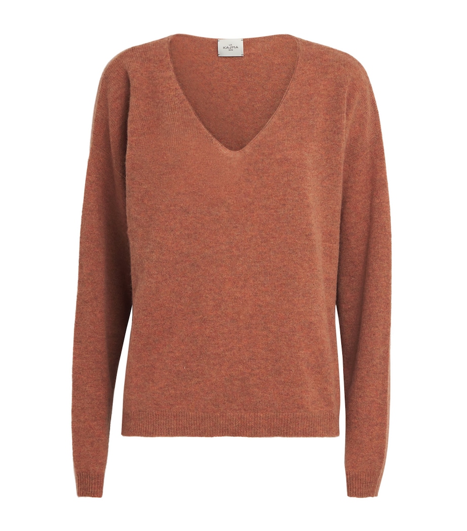 Le Kasha Womens Organic Cotton V-Neck Sweater Terracota Image 1