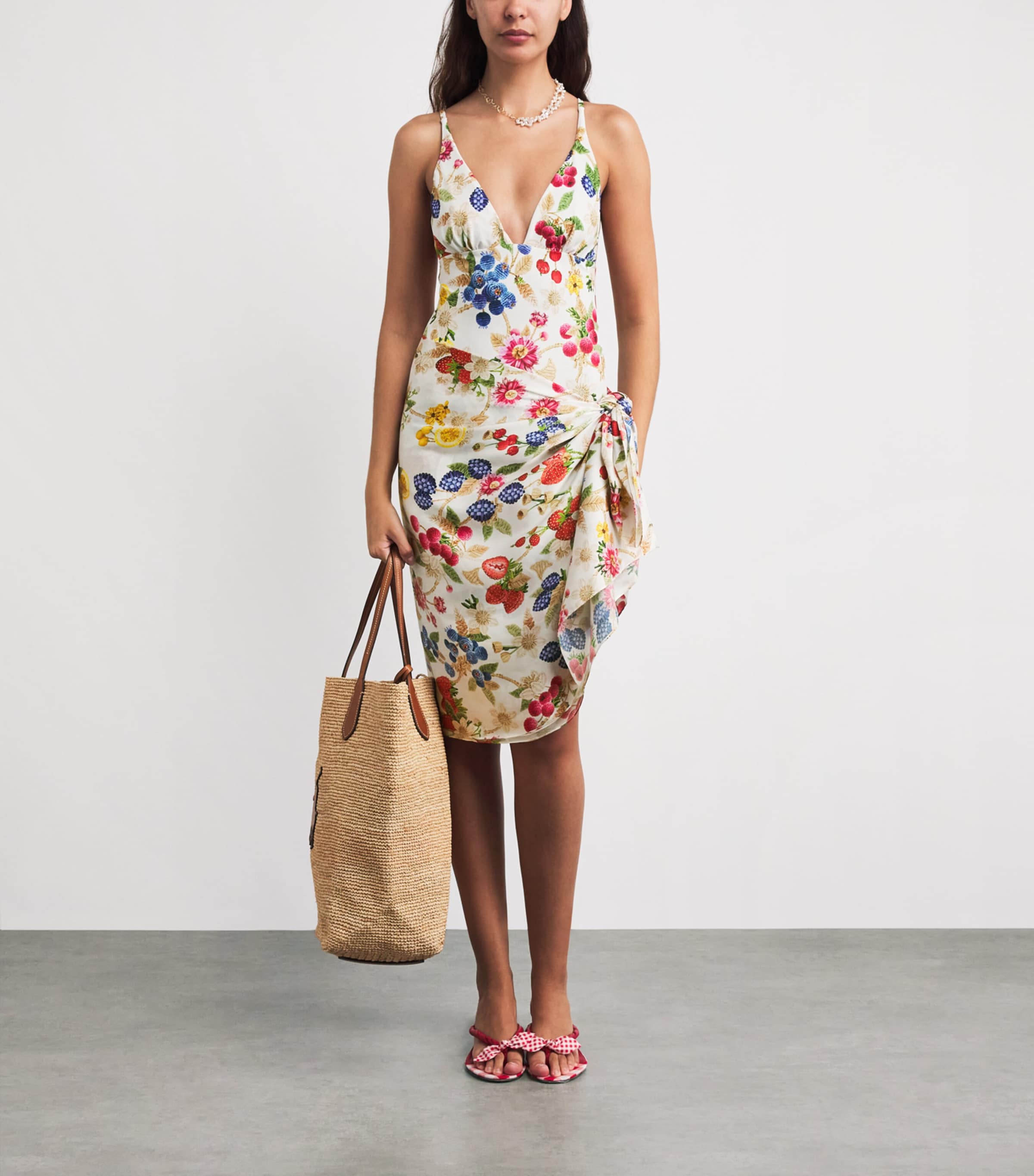 Mary Katrantzou Womens Floral-Embroidered Elba Pareo Fruitavola Image 2