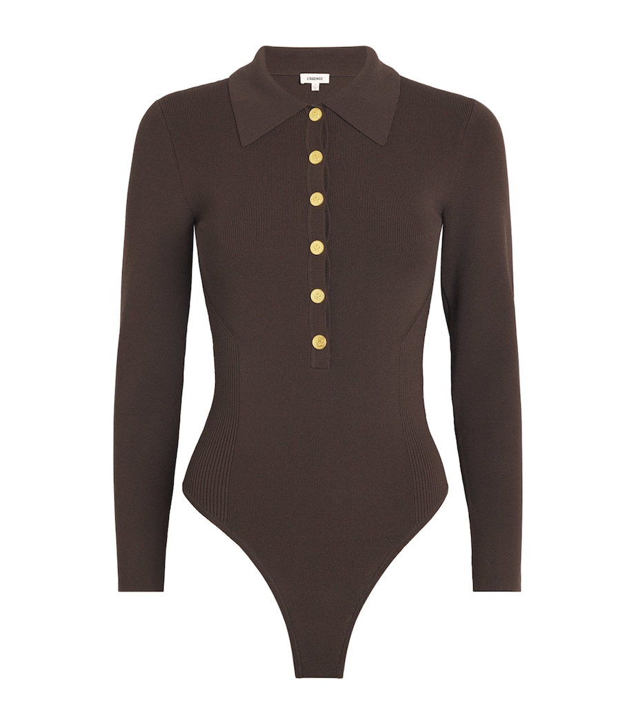 Knitted Elisabetta Bodysuit DARK BROWN/GOLD Image 1