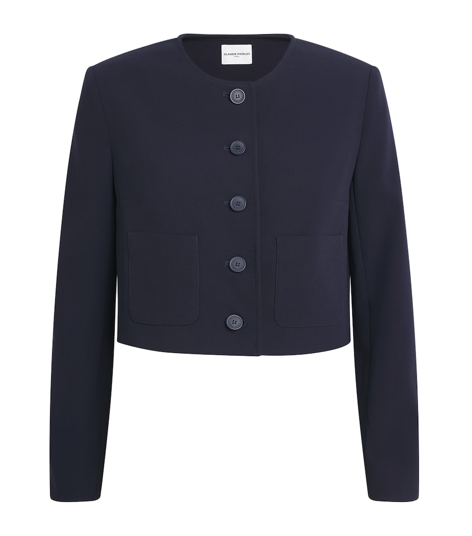 Claudie Pierlot Womens Round-Neck Cardigan Navy Image 1