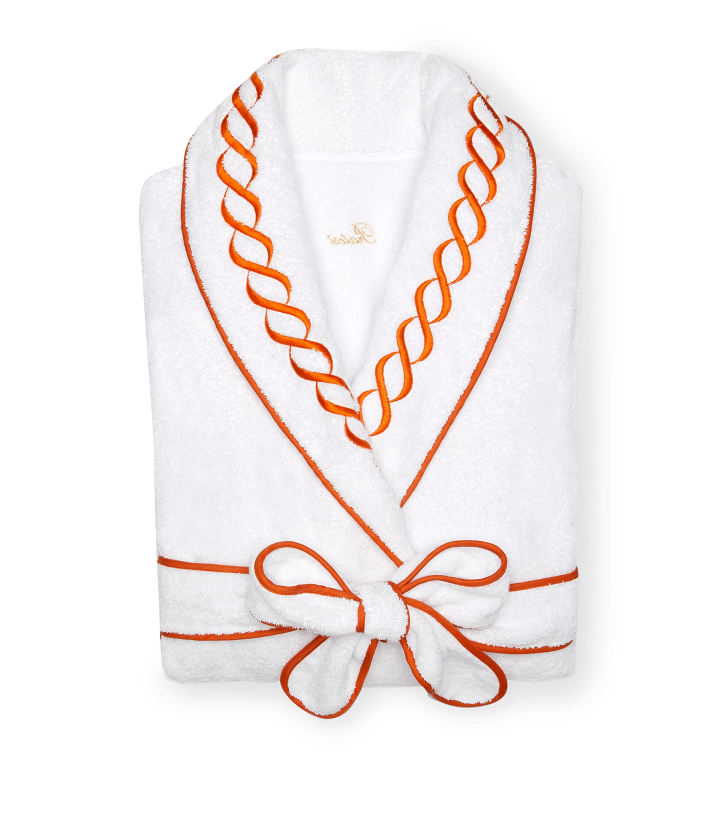 Cotton Treccia Bathrobe (Medium) WHITE/ORANGE Image 2