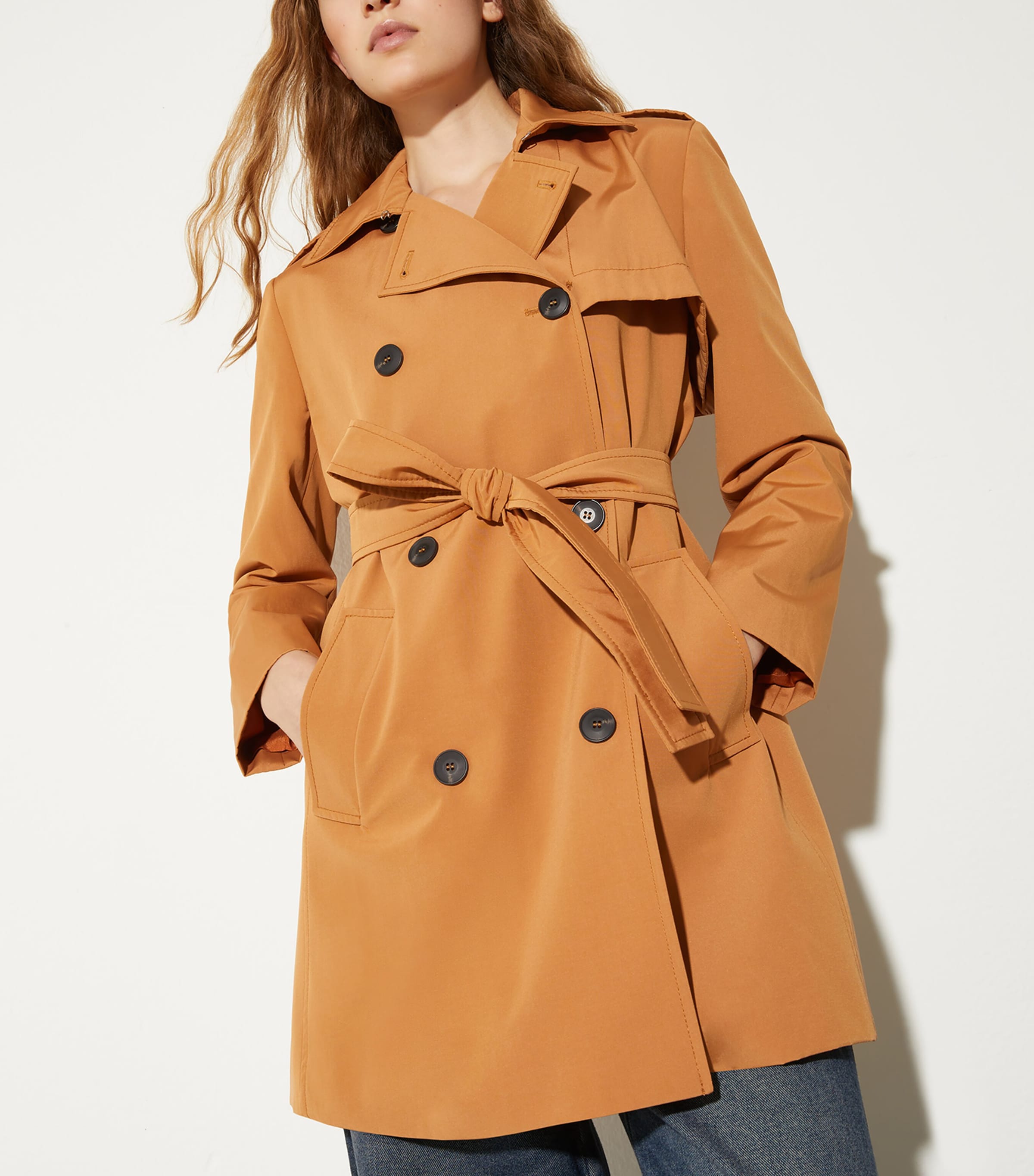 MAX&Co. Womens Double-Breasted Trench Coat Terra Cotta Image 2
