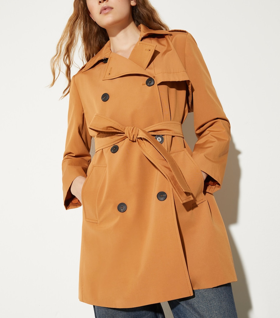 MAX&Co. Womens Double-Breasted Trench Coat Terra Cotta Image 2