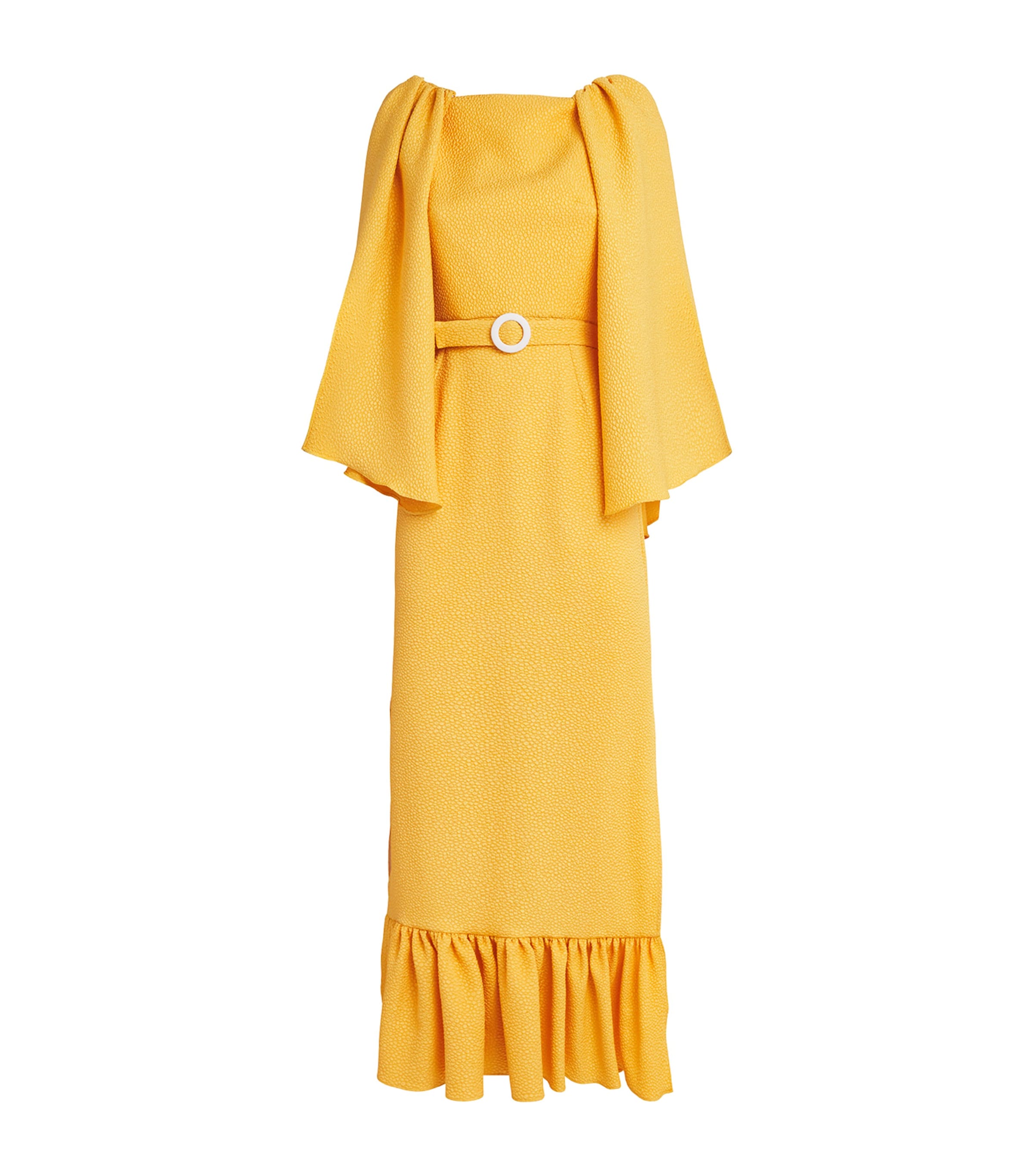 Edeline Lee Cape-detail Camilla Midi Dress In Yellow