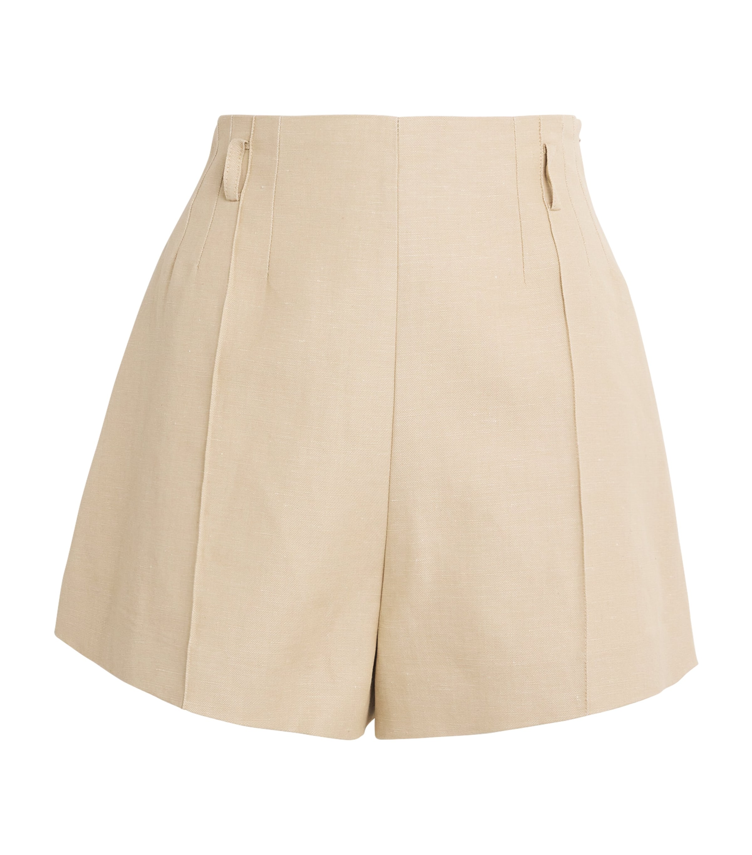 Maje High-waist Linen Shorts In Neutral