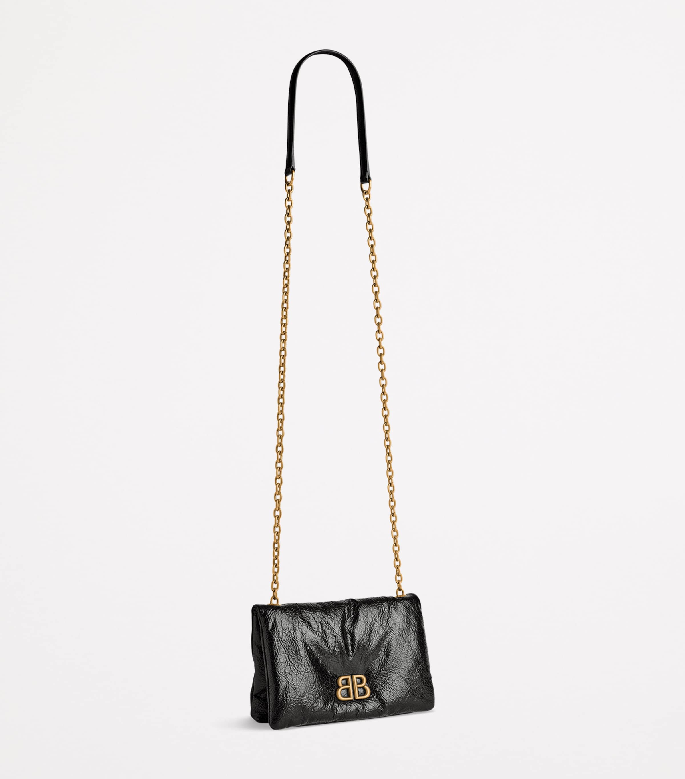 Balenciaga Black Leather Monaco Nano Shoulder Bag | Harrods US