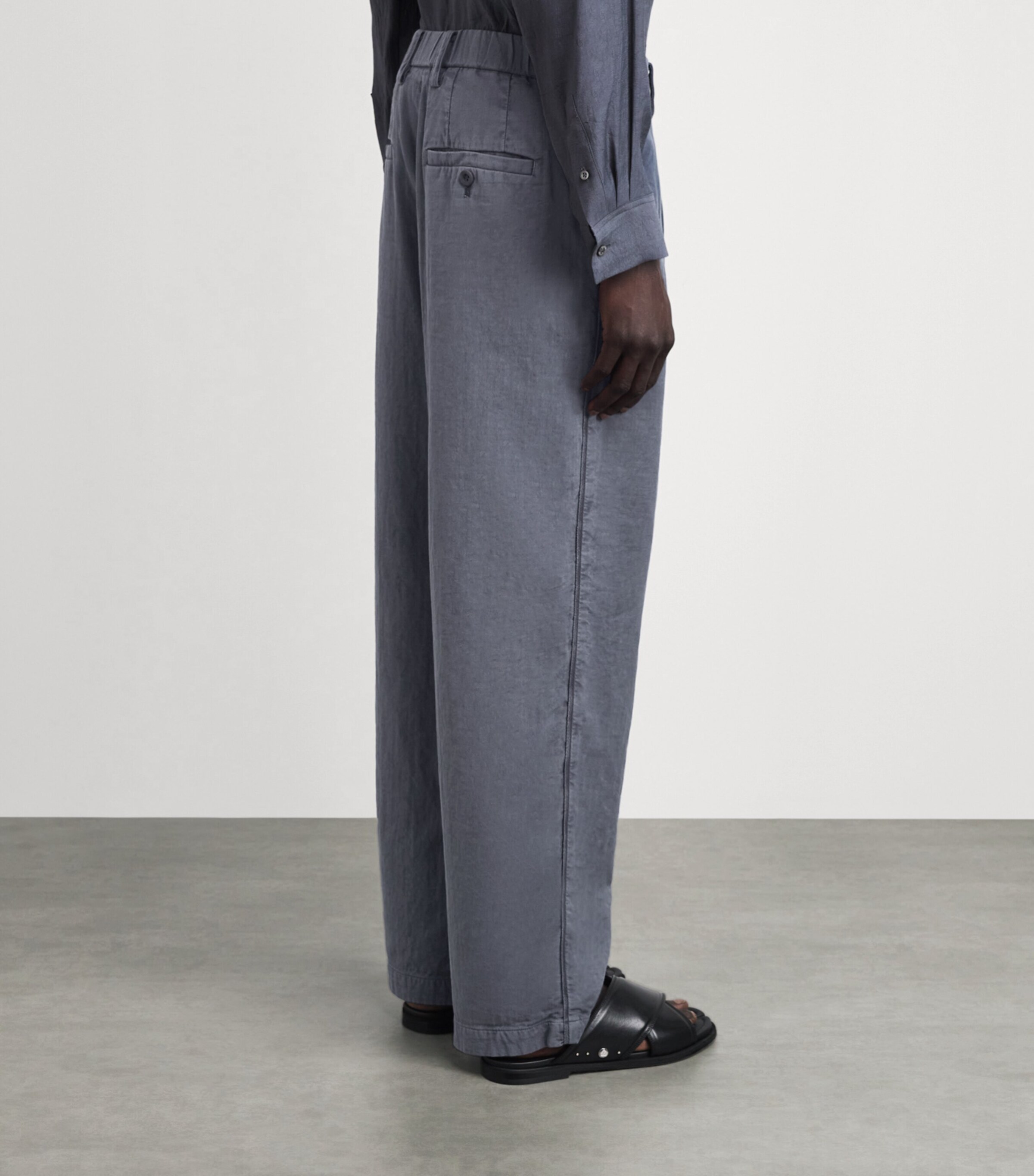 IM MEN Mens Cotton Pigment-Dyed Trousers Charcoal Gray Image 5