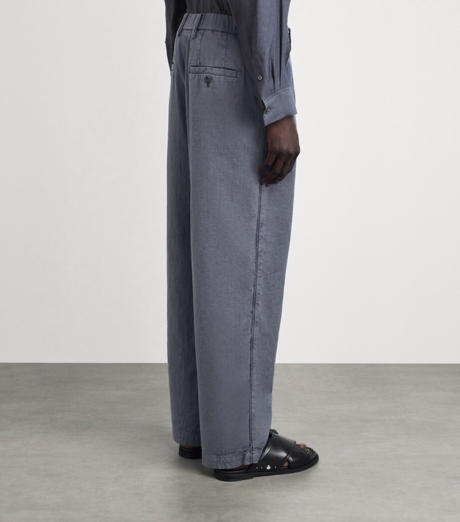 IM MEN Mens Cotton Pigment-Dyed Trousers Charcoal Gray Image 5