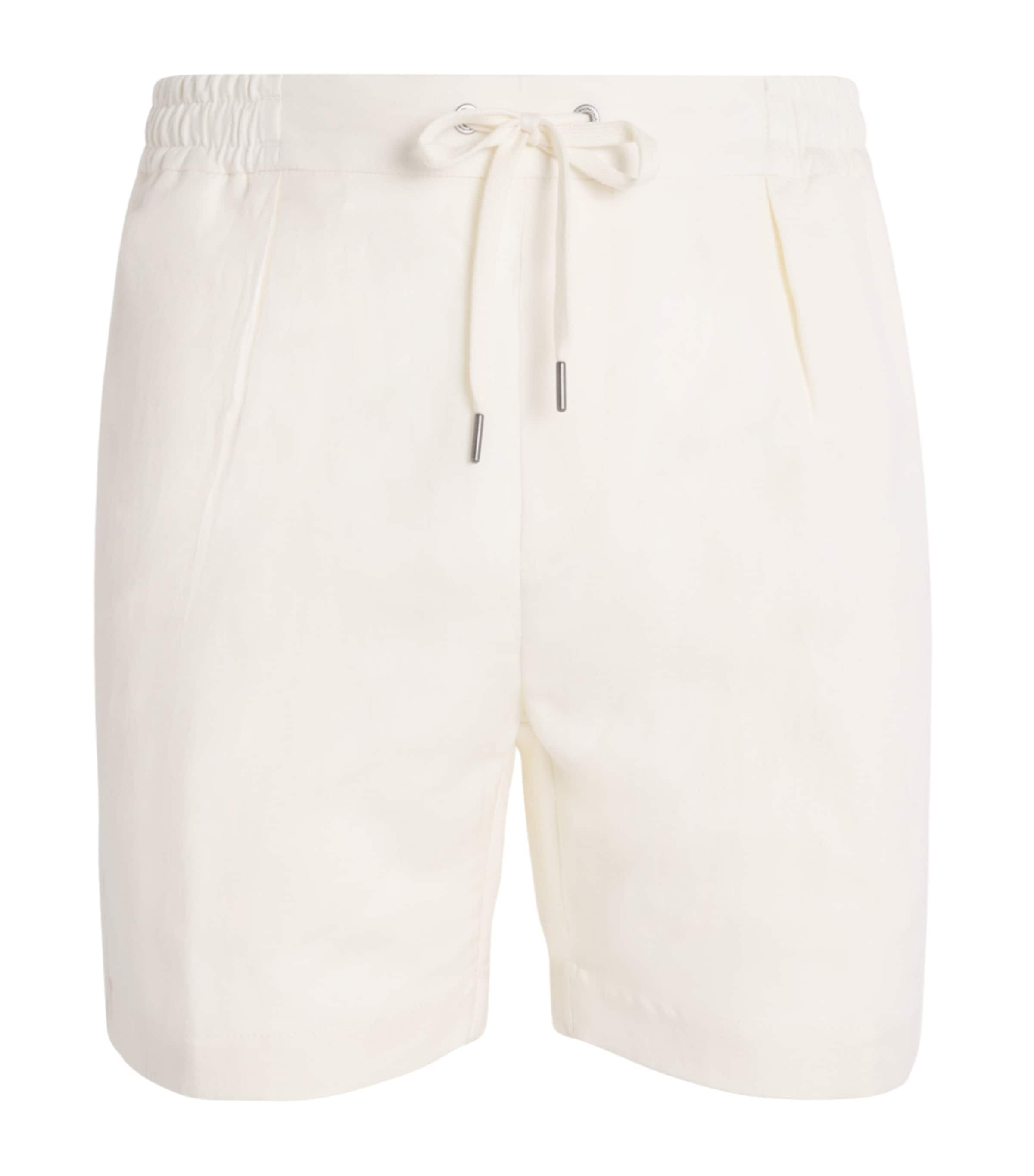 Ralph Lauren Purple Label Mens Silk-Linen Drawstring Shorts Cream Image 1