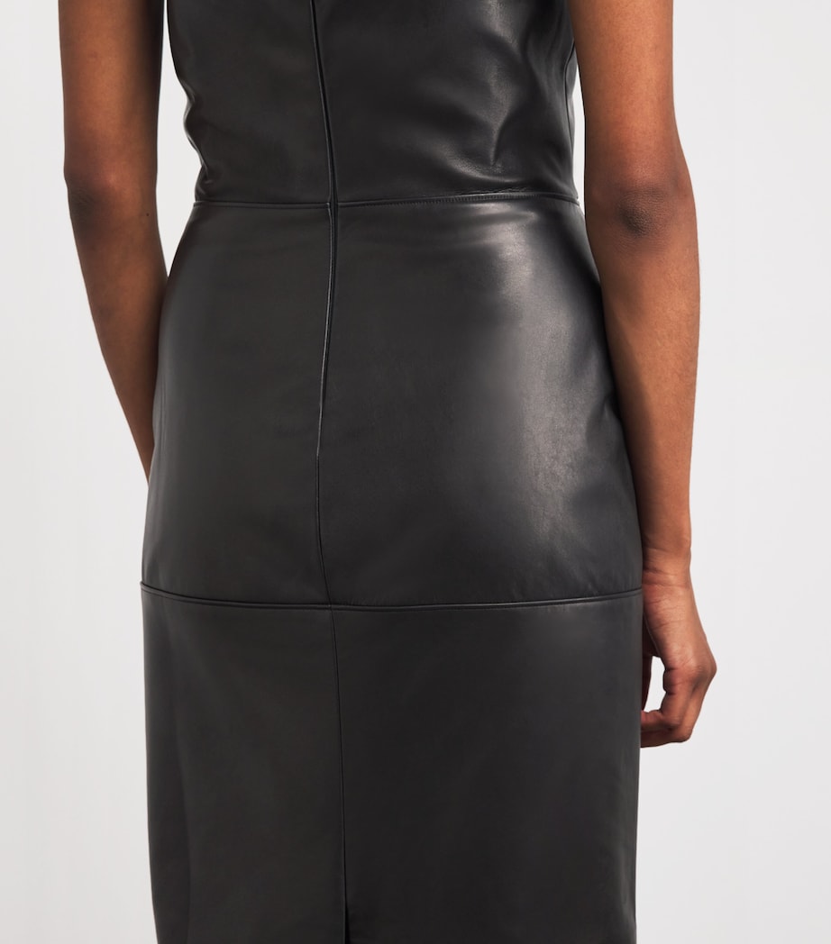 Leather Bustier Midi Dress BLACK Image 6