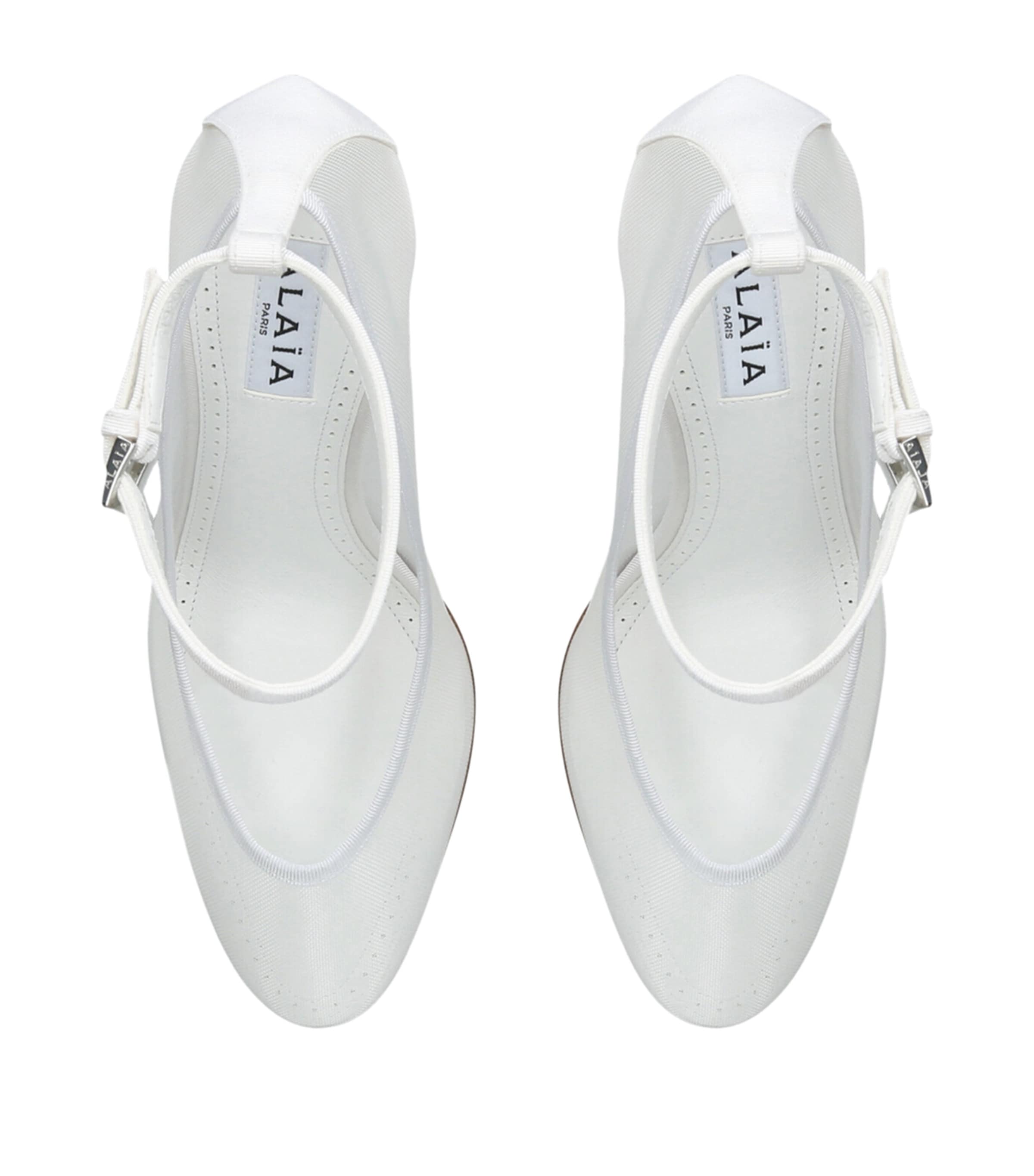 Alaïa Mesh Ankle-Strap Pumps 100 White Image 3