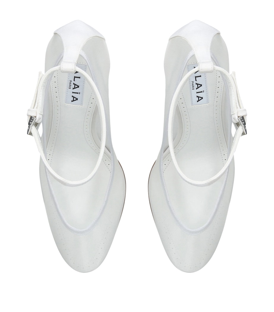 Alaïa Mesh Ankle-Strap Pumps 100 White Image 3