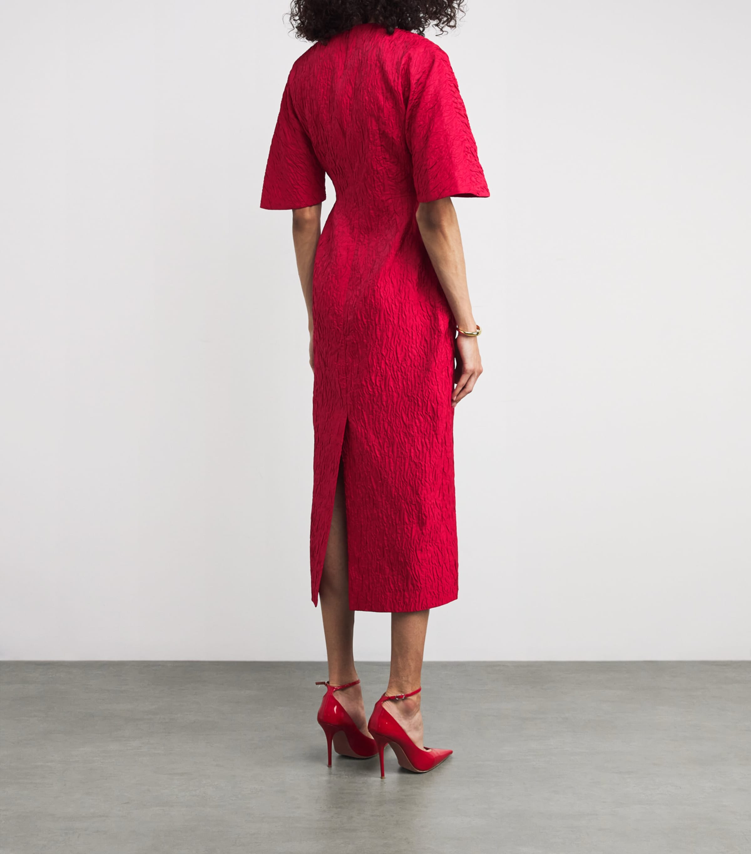 Cloqué Farah Midi Dress BENNETT RED Image 3