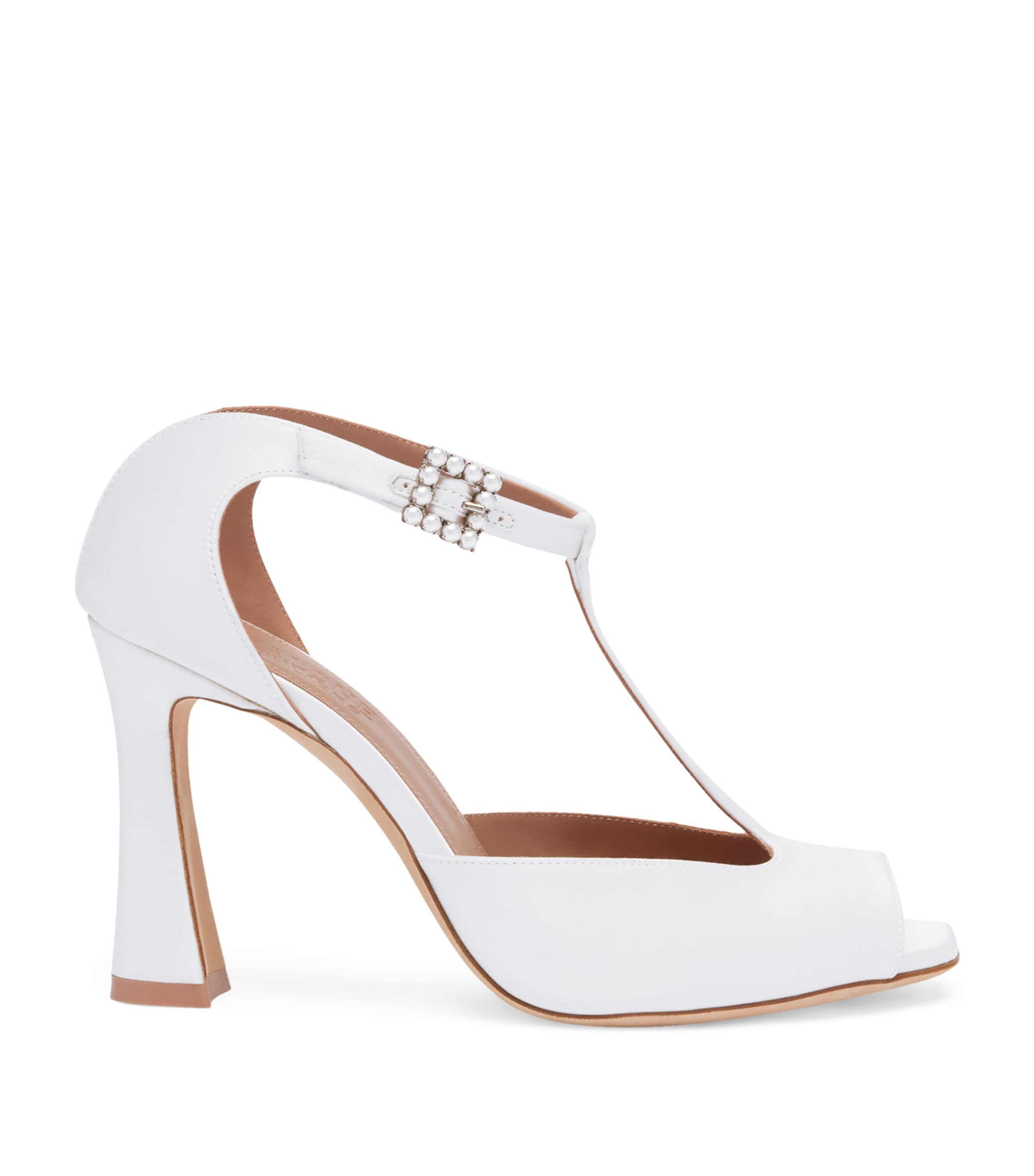 Malone Souliers 90mm Pearl-embellished T-bar Sandals In White
