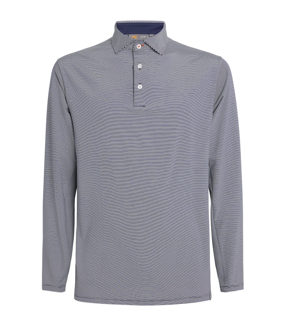 KJUS Mens Stripe Soren Long-Sleeve Polo Shirt Atblu/ Whit Image 1