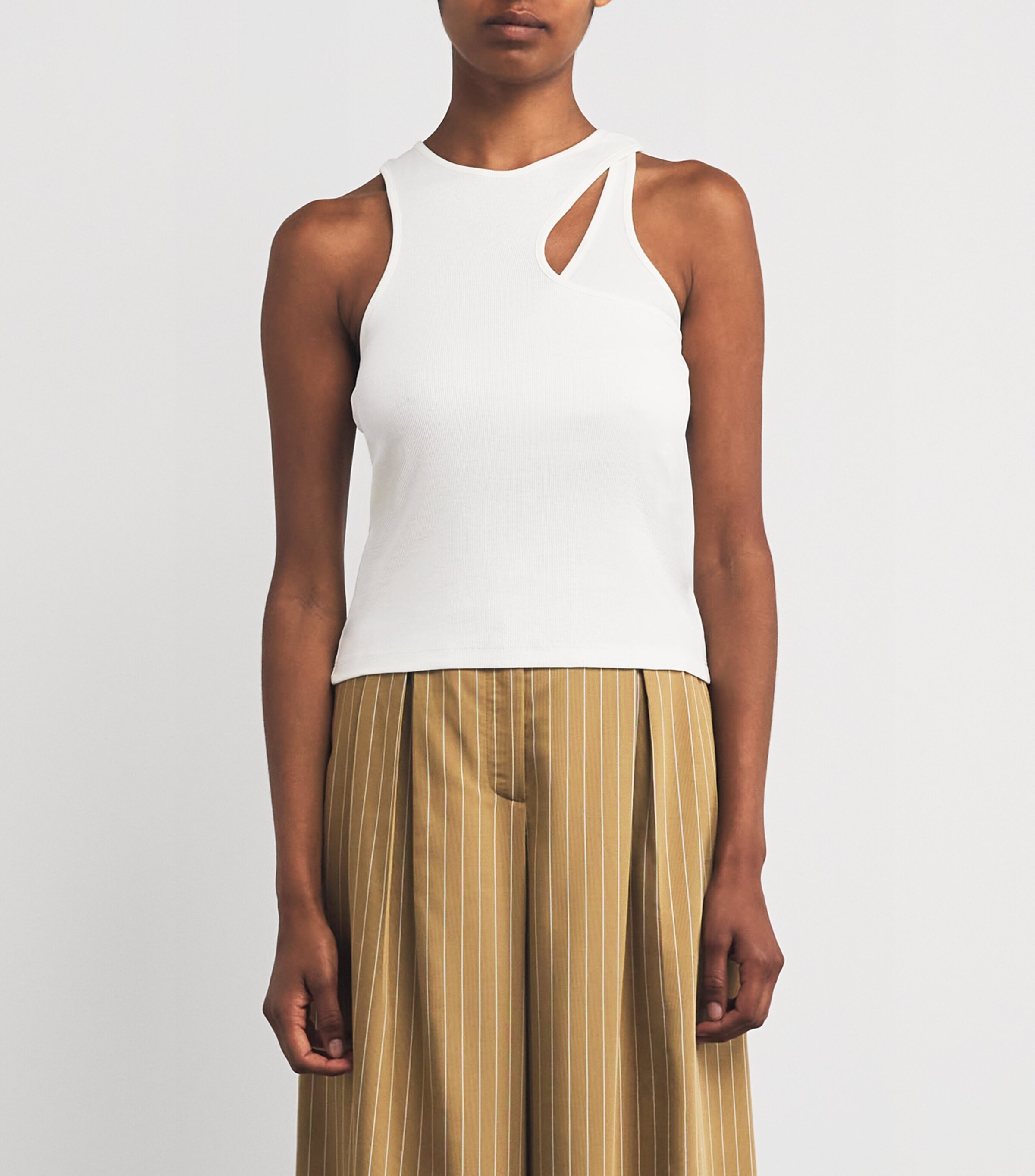 Stretch-Cotton Cut-Out Tank Top WOOL WHITE Image 3