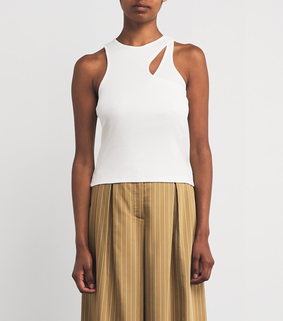 Stretch-Cotton Cut-Out Tank Top WOOL WHITE Image 3