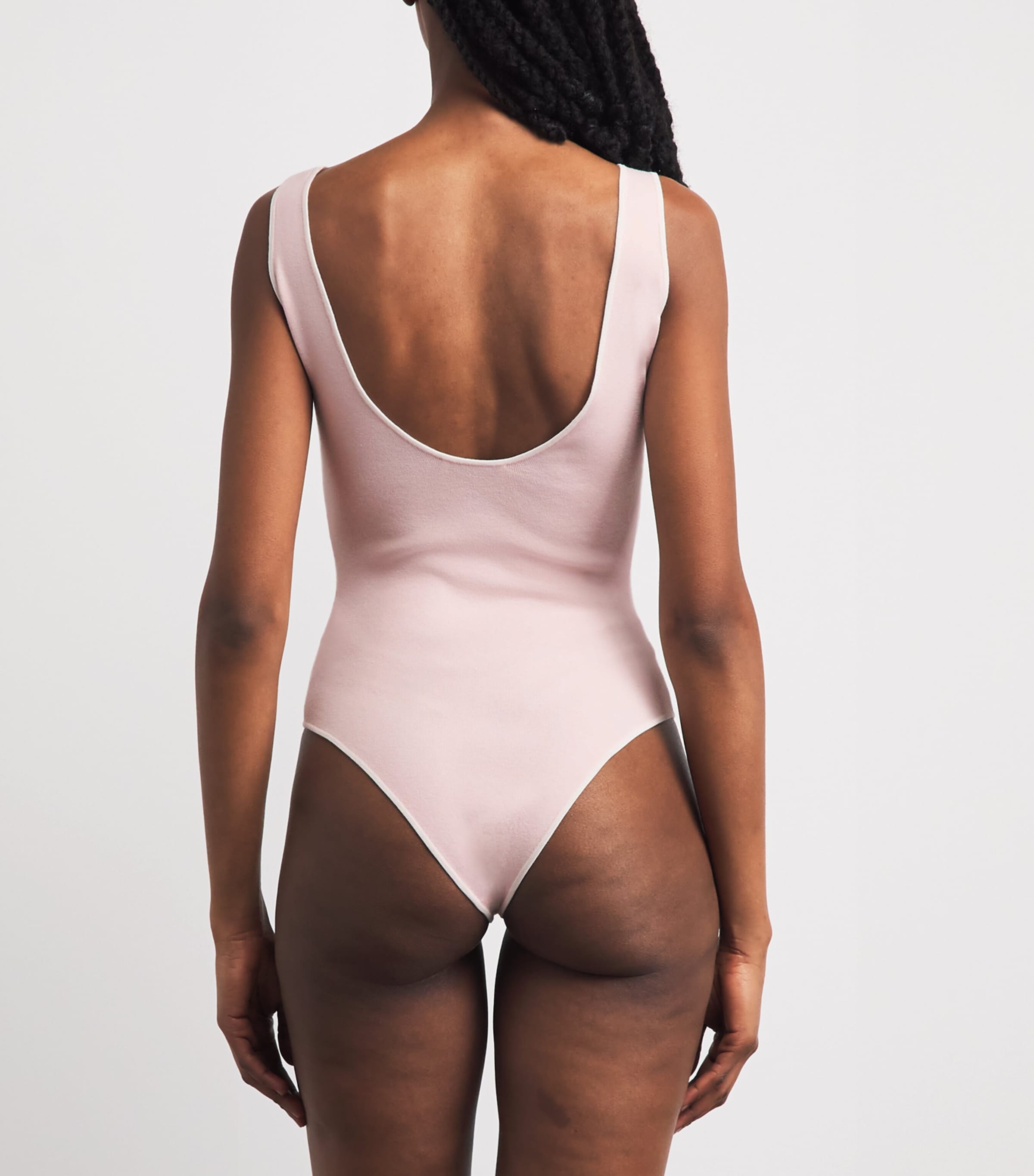 Sandro Paris Womens Knit Scoop-Neck Bodysuit Light Pink Image 5