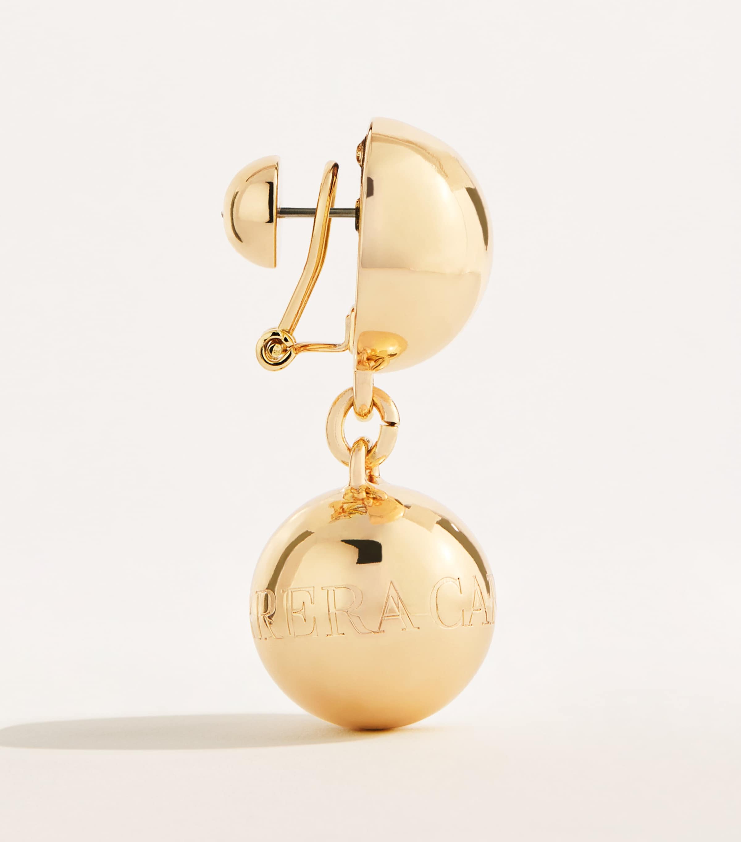 Carolina Herrera Logo Sphere Drop Earrings Gold Image 3
