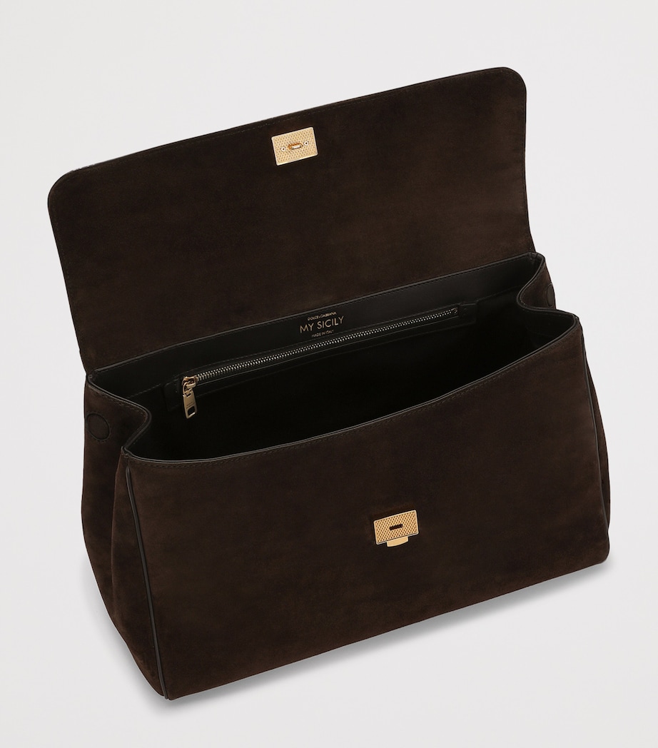 Suede My Sicily Top-Handle Bag 8M157-DARK BROWN Image 5