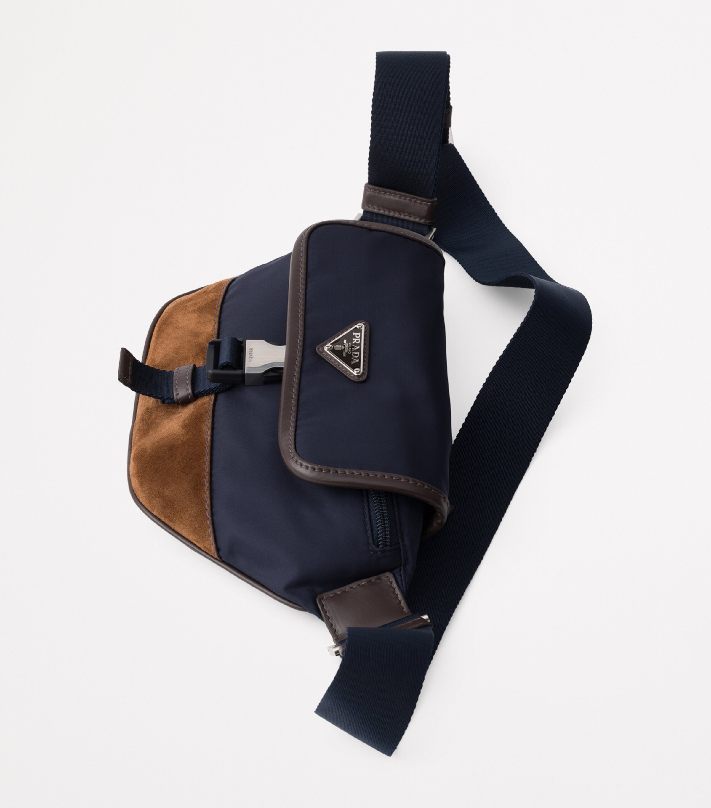 Small Re-Nylon and Leather Cross-Body Bag F0C1B Image 3