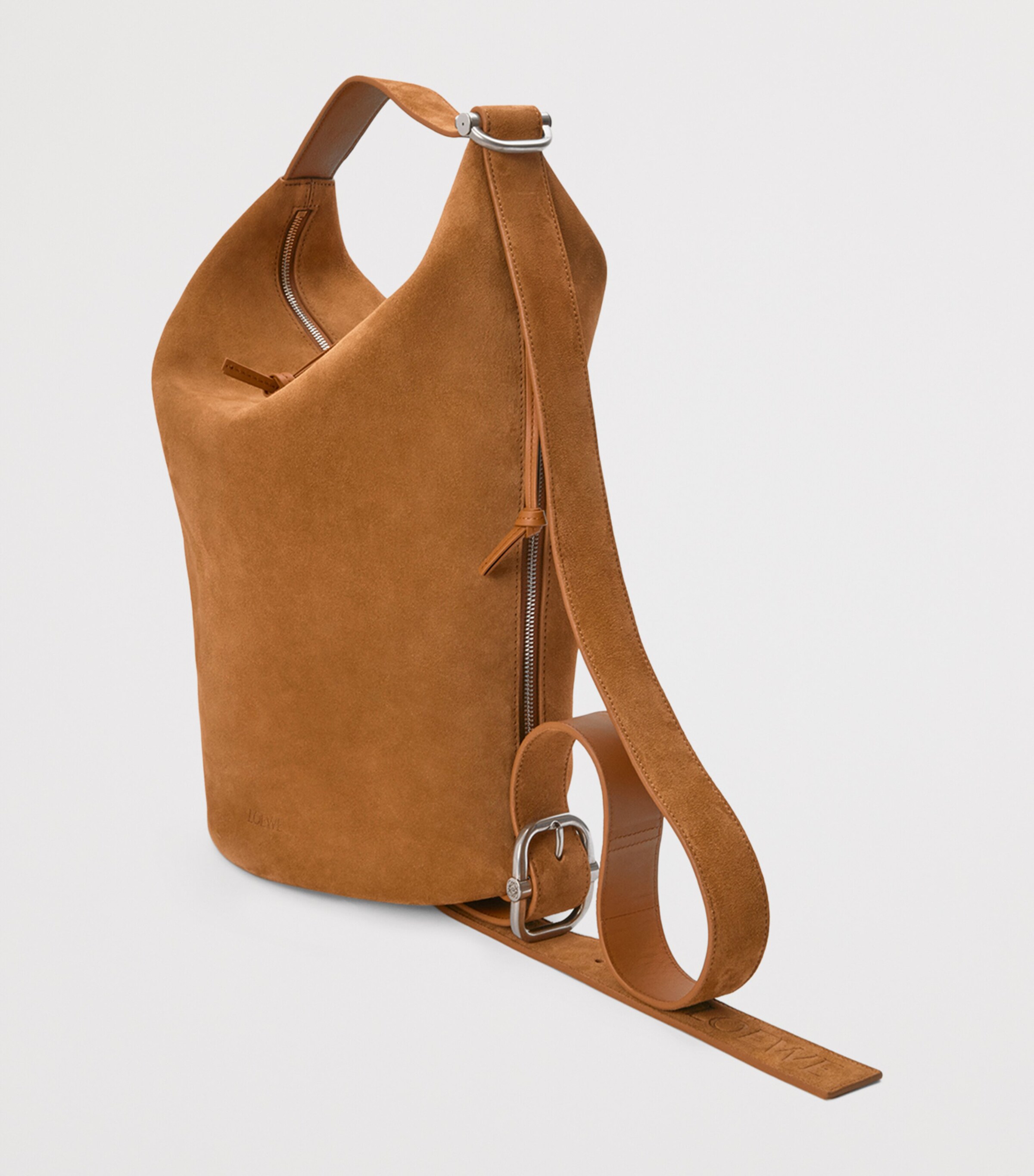 Medium Suede Loop Bucket Bag TOBACCO Image 2