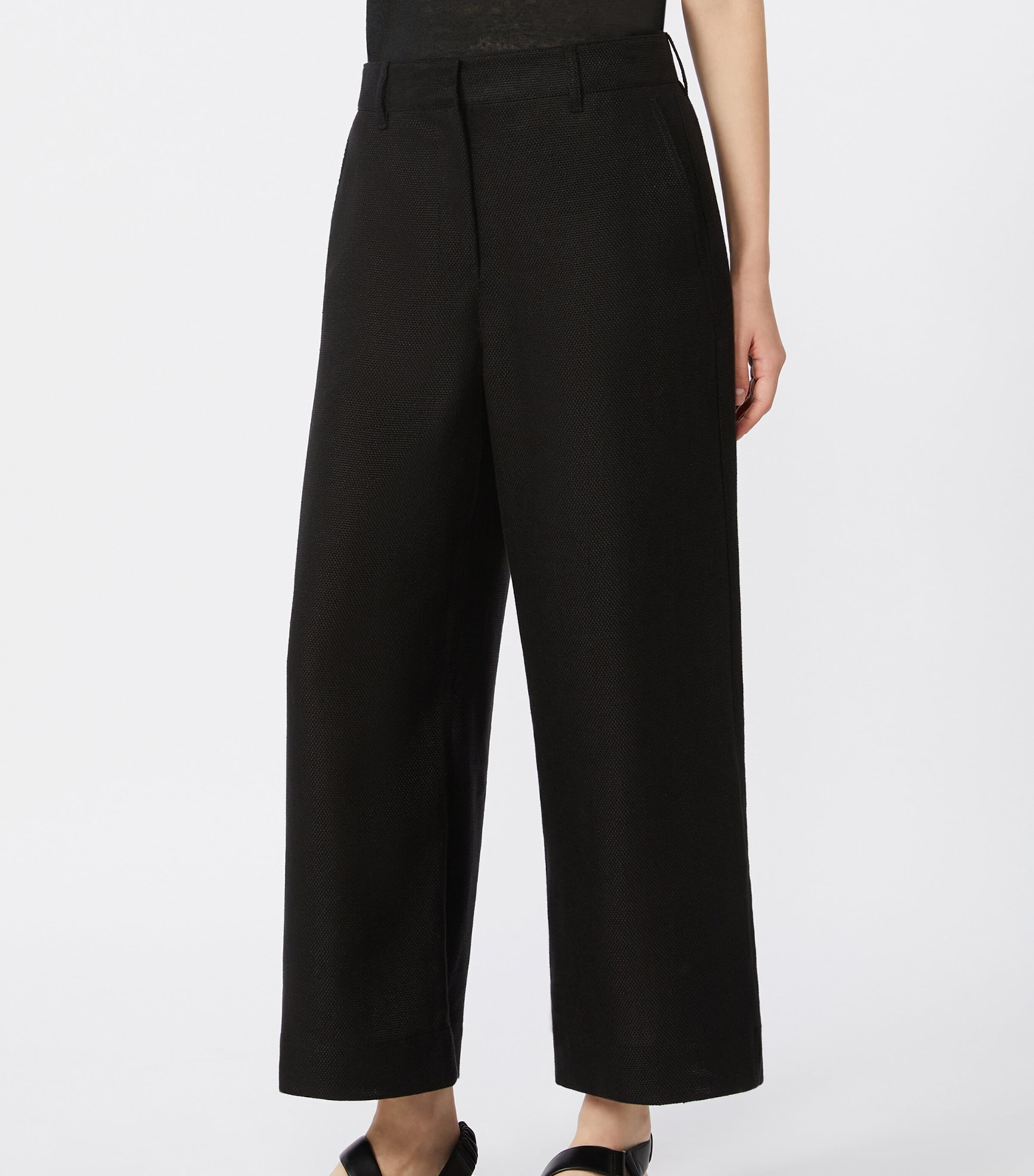 Linen-Blend Abissi Culottes BLACK Image 2