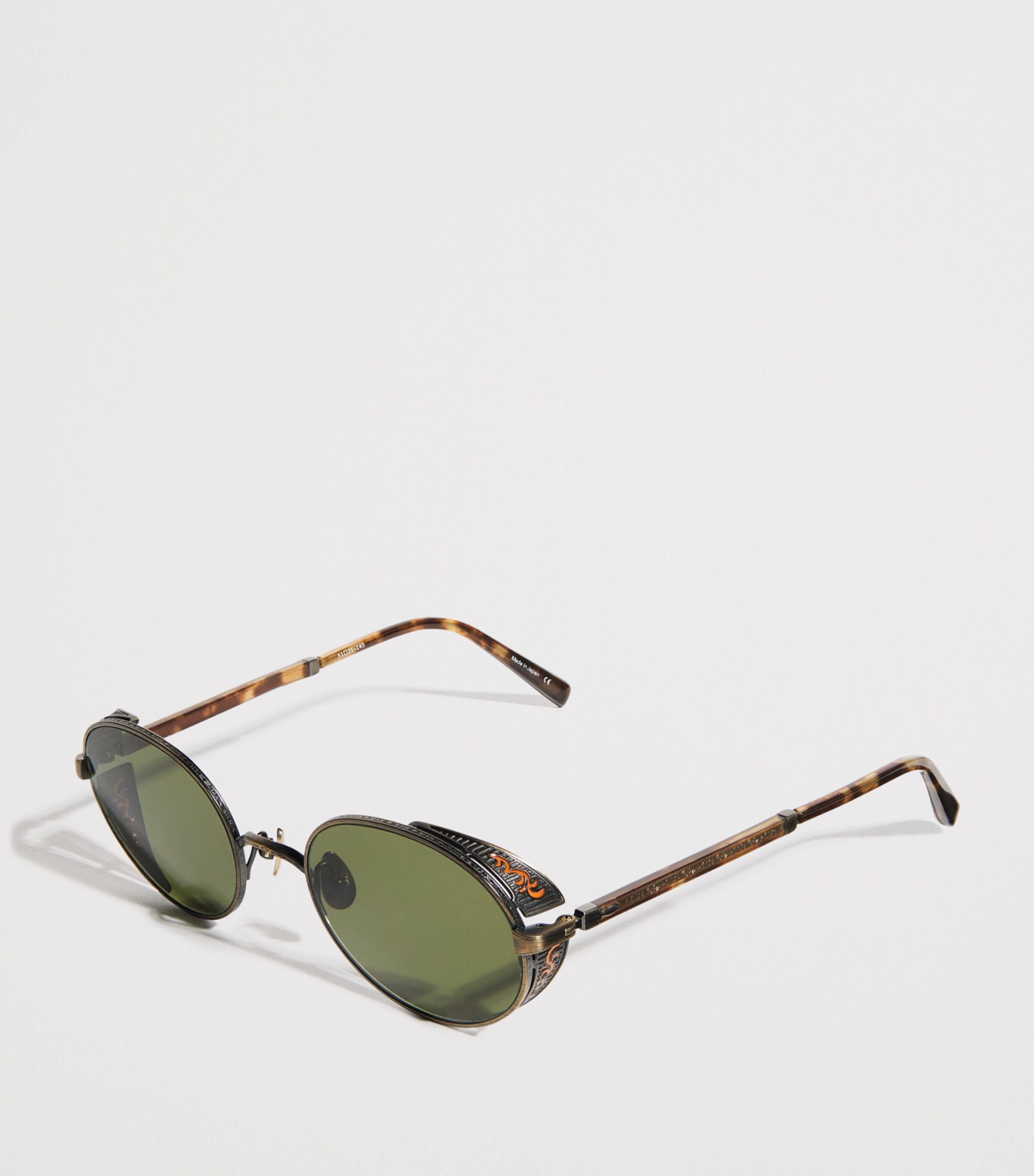 Matsuda M3137 Round Sunglasses Antqu Gld Orng Brn Image 3