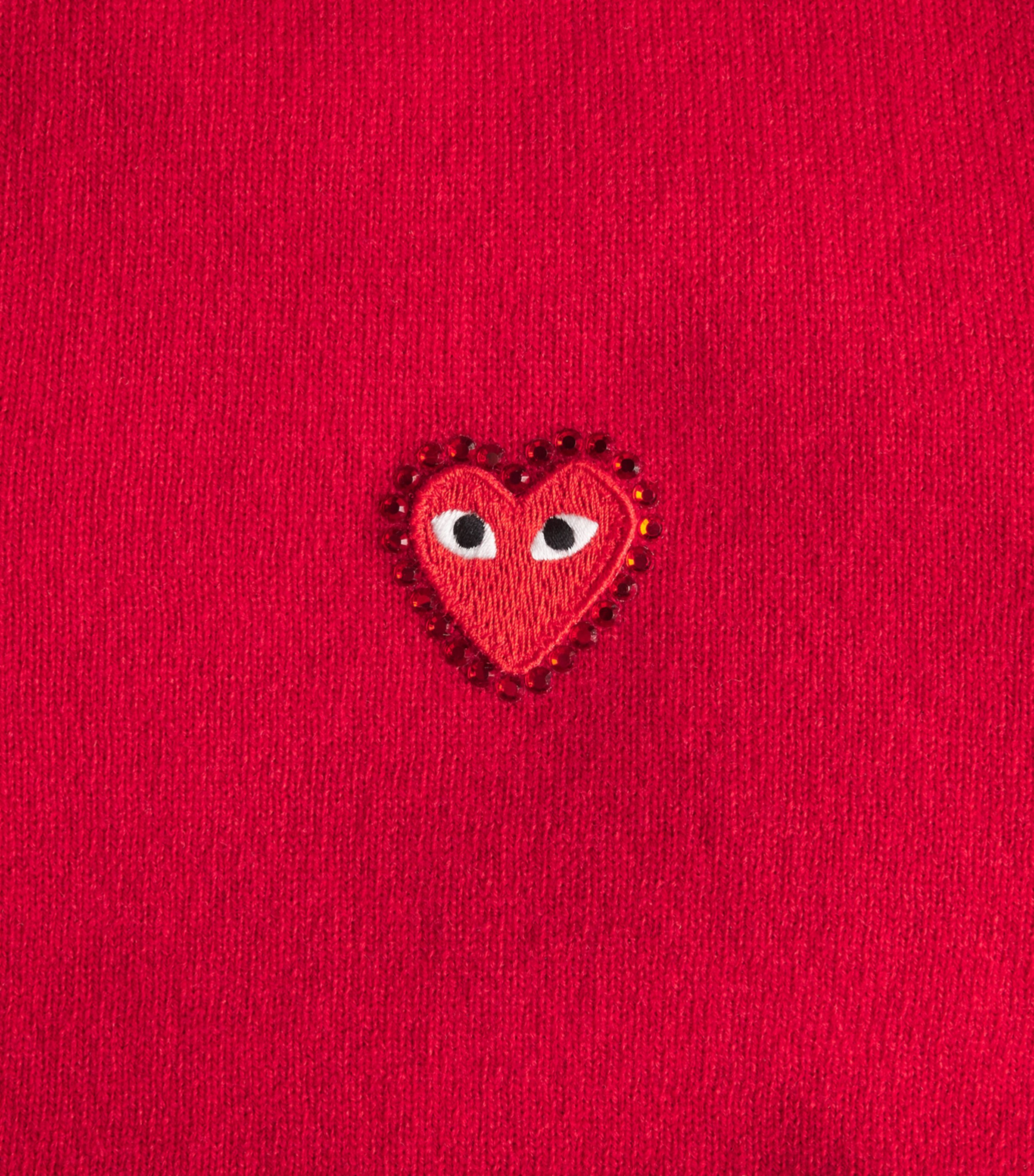Comme Des Garçons Mens Wool Rhinestone Heart Logo Cardigan Red Image 6