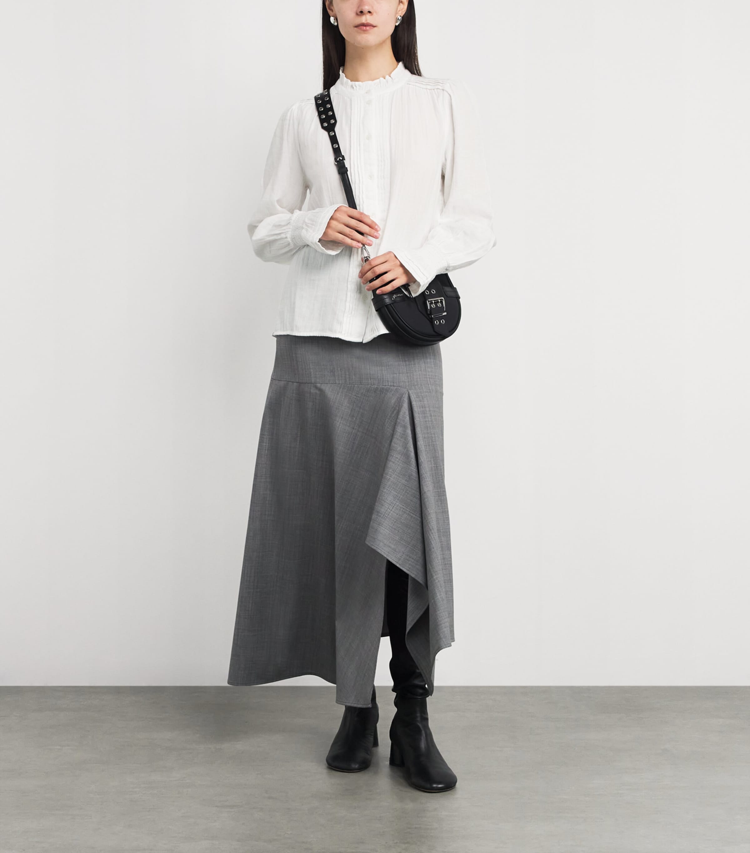ME+EM Womens Cotton Pleated Blouse Soft White Image 2