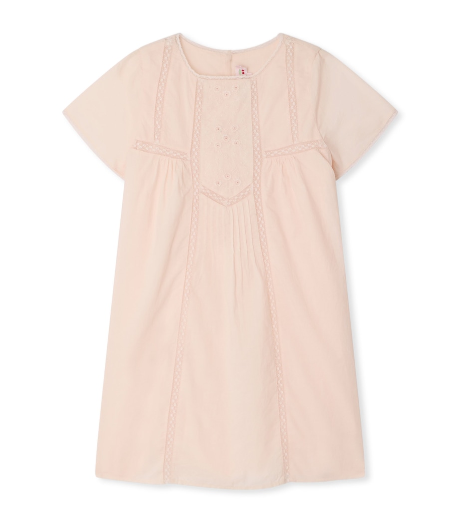 Bonpoint Cotton Embroidered Dress (10-14 Years) Rose Petale Image 1