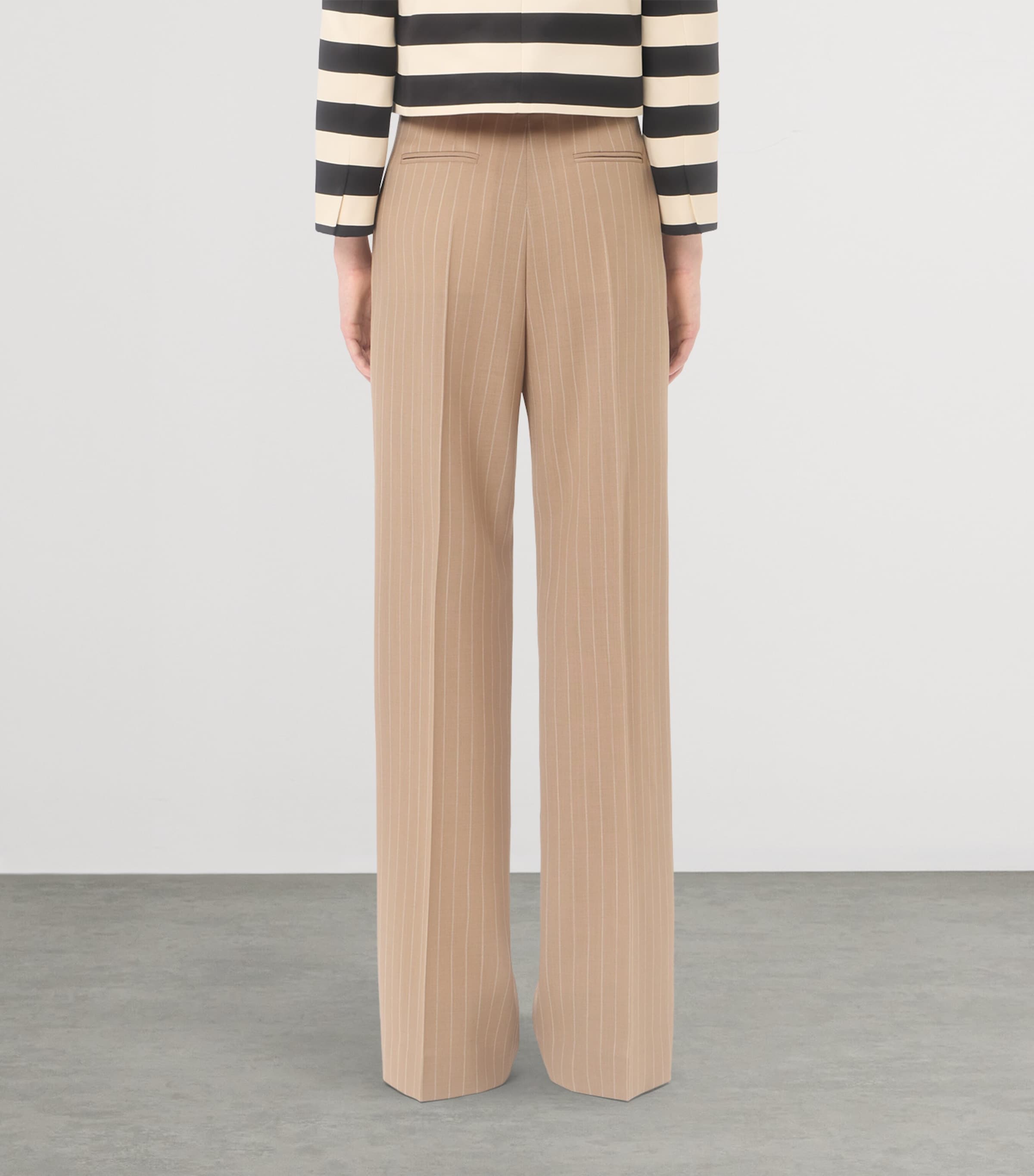 Valentino Womens Wool Pinstripe Wide-Leg Trousers Image 5