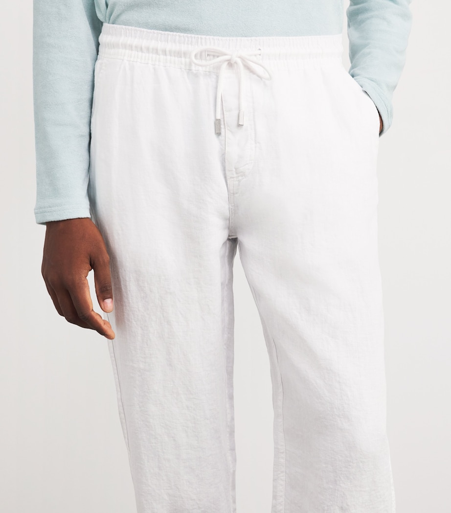 Linen Pacha Drawstring Trousers 010-WHITE Image 6